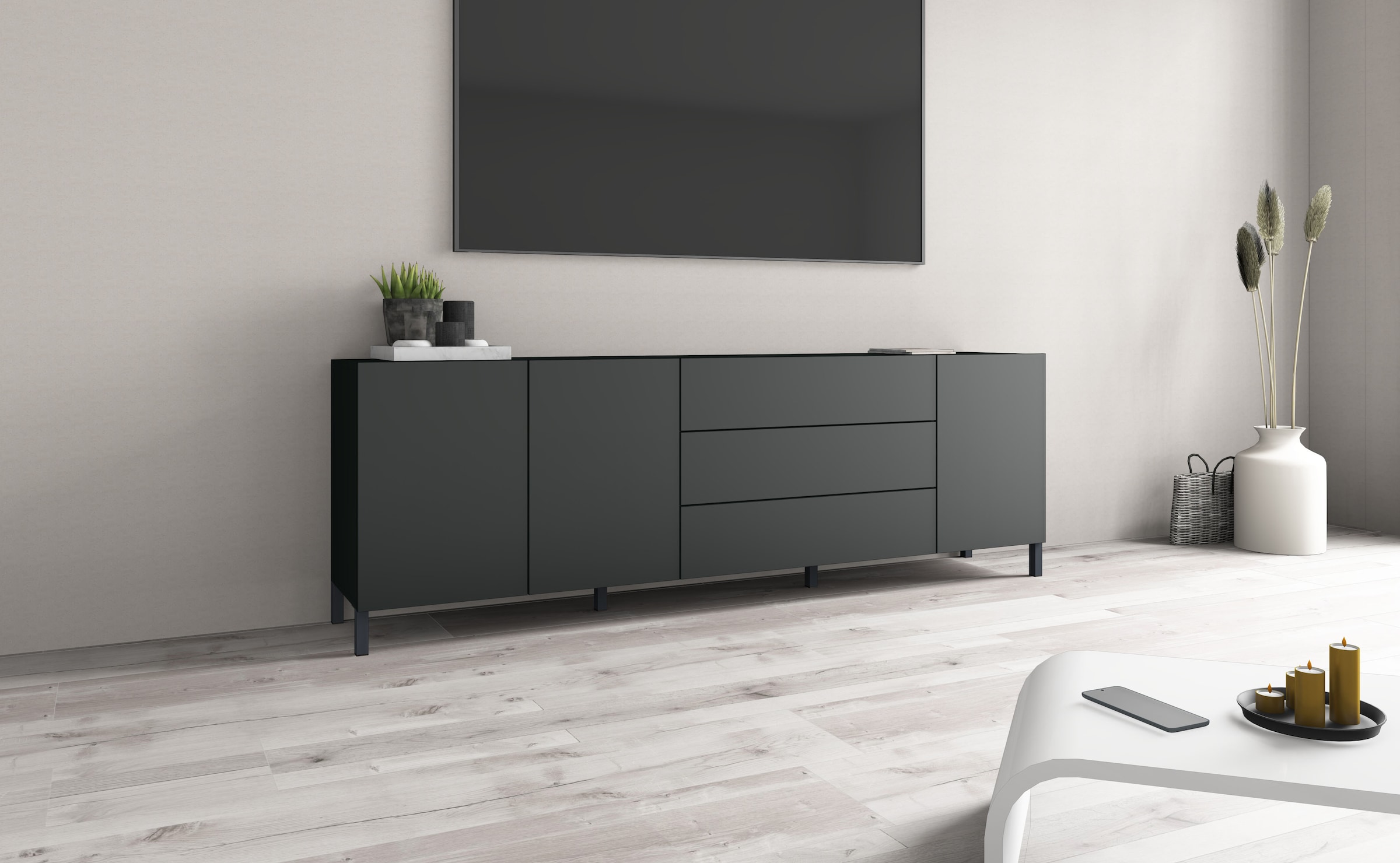 borchardt Möbel Sideboard, Metallfüße, grifflose Optik