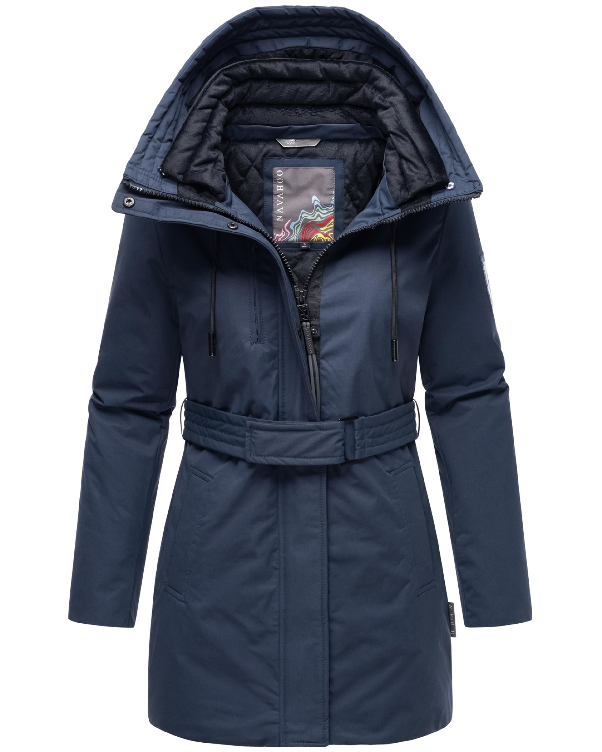 Navahoo Winterjacke »Parka Eishauch 14«, mit Kapuze, Damen Winterparka mit Taillengürtel und Fleece-Kragen