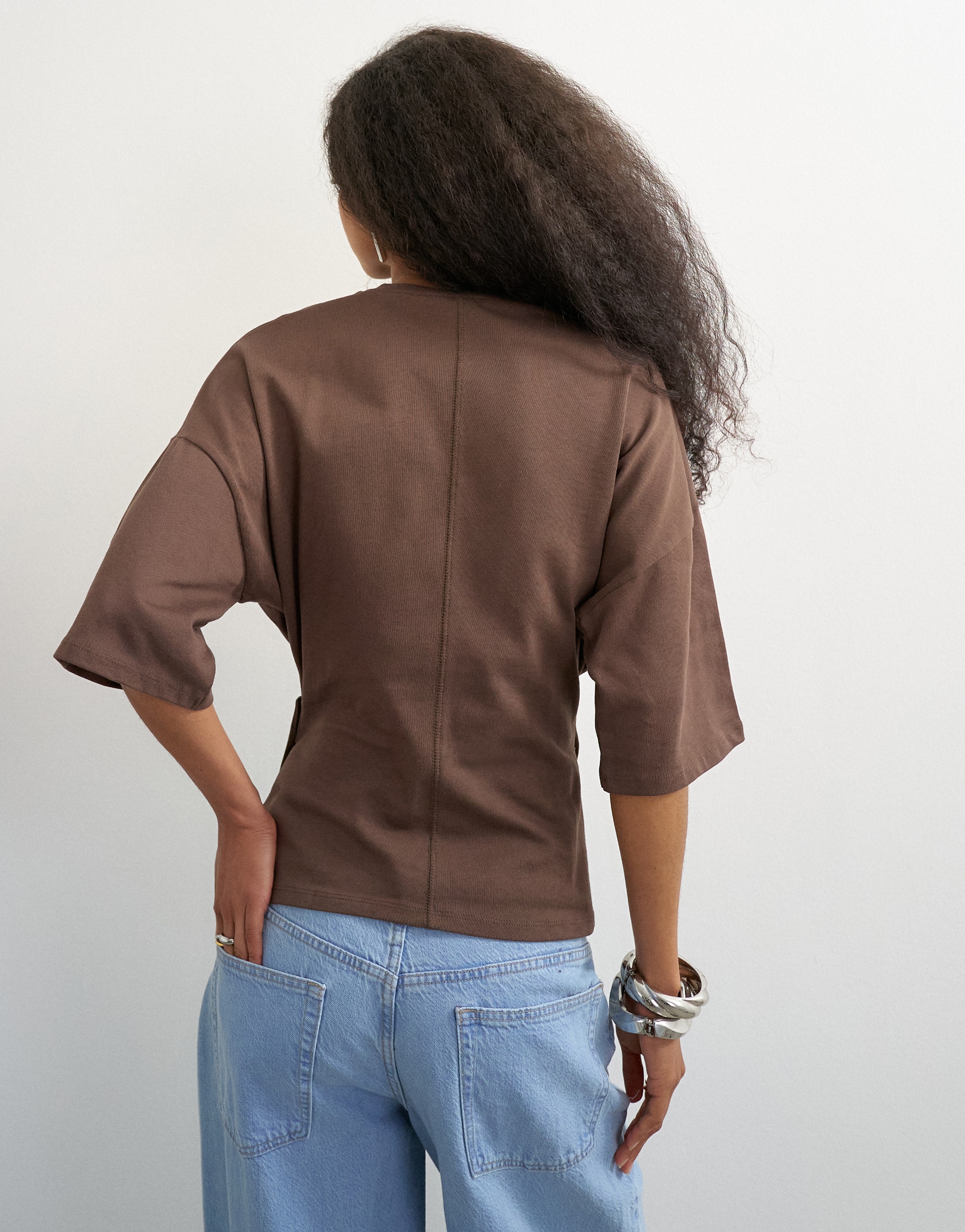 TOPSHOP 3/4-Arm-Shirt »TSBETJA S/S WRAP T-SHIRT JRS« Baumwollmischung, in Wickeloptik