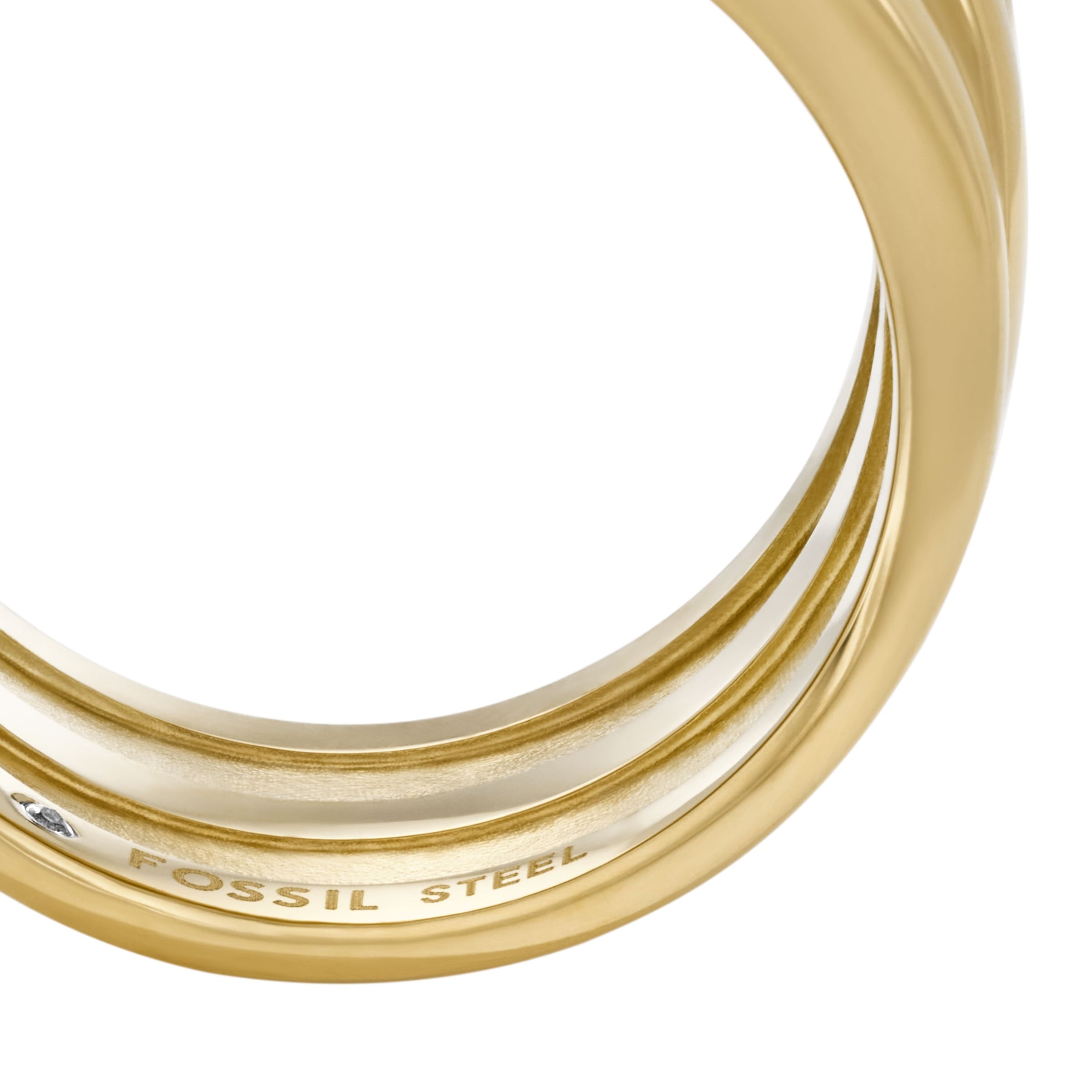 Fossil Fingerring »Schmuck Geschenk Edelstahl Ring SADIE« mit Glasstein