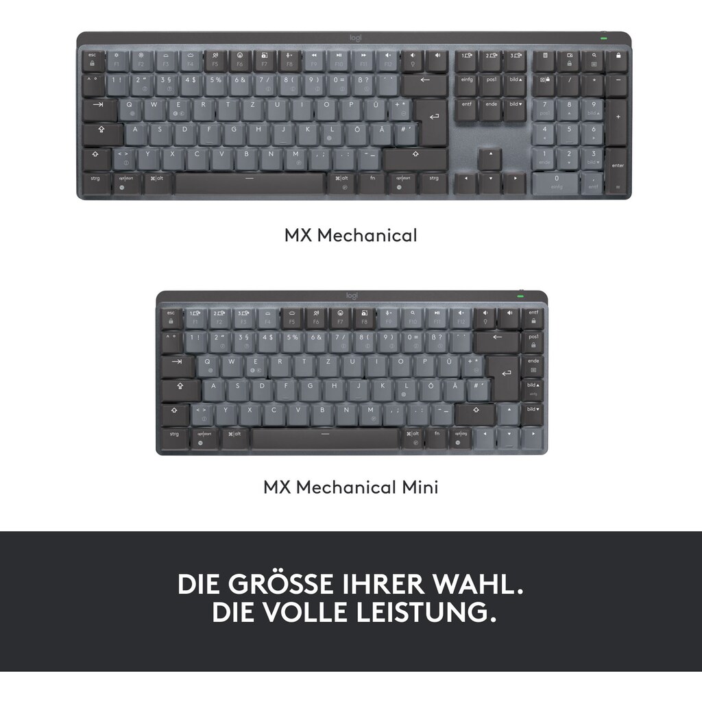 Logitech Tastatur »MX Mechanical Linear«, (Easy-Switch-Funktionstasten-Multimedia-Tasten-USB-Anschluss-Ziffernblock)