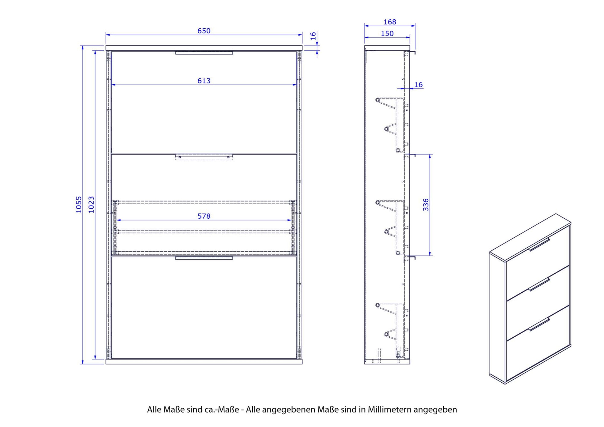 Composad Schuhschrank »Espresso,Schuhschrank, Schuhkipper, mit Klappen«, (1 St.), mit 3 Klappen, schmal