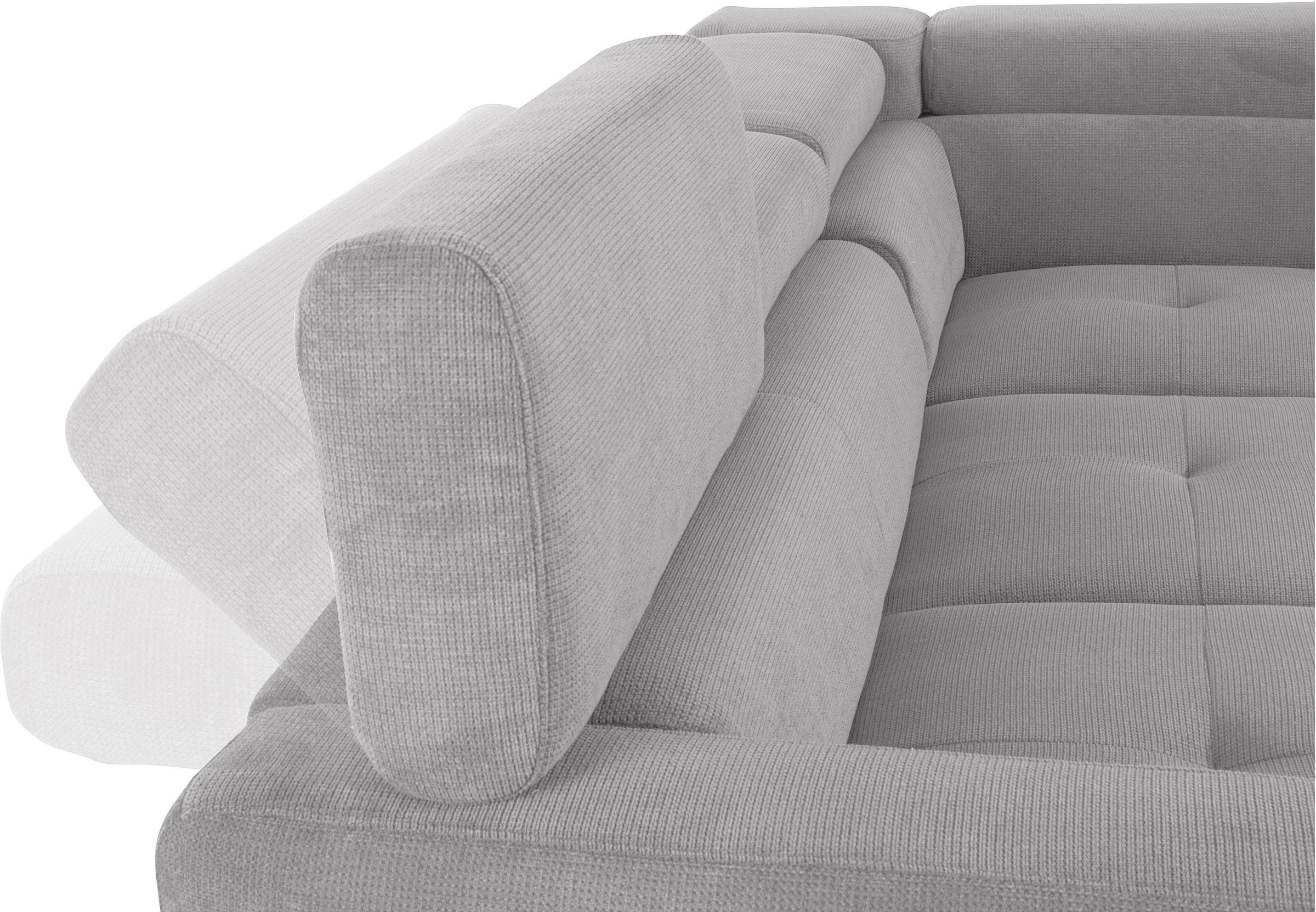 COTTA Polstergarnitur »Sammy L-Form«, (Set), Set bestehend aus: Ecksofa mit Kopfteilverstellung & Hocker