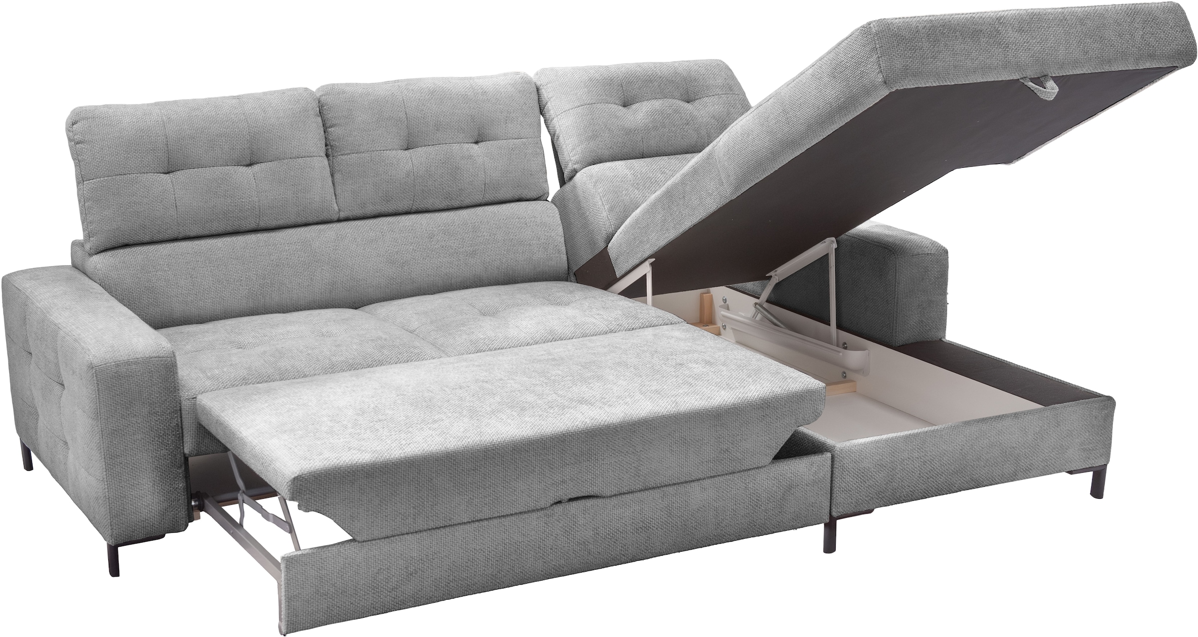 exxpo - sofa fashion Ecksofa »Bonito, mit Rücken- und Sitztiefenverstellung, inkl. Bett & Bettkasten«, Sitztiefenverstellung,Höhenverstellung
