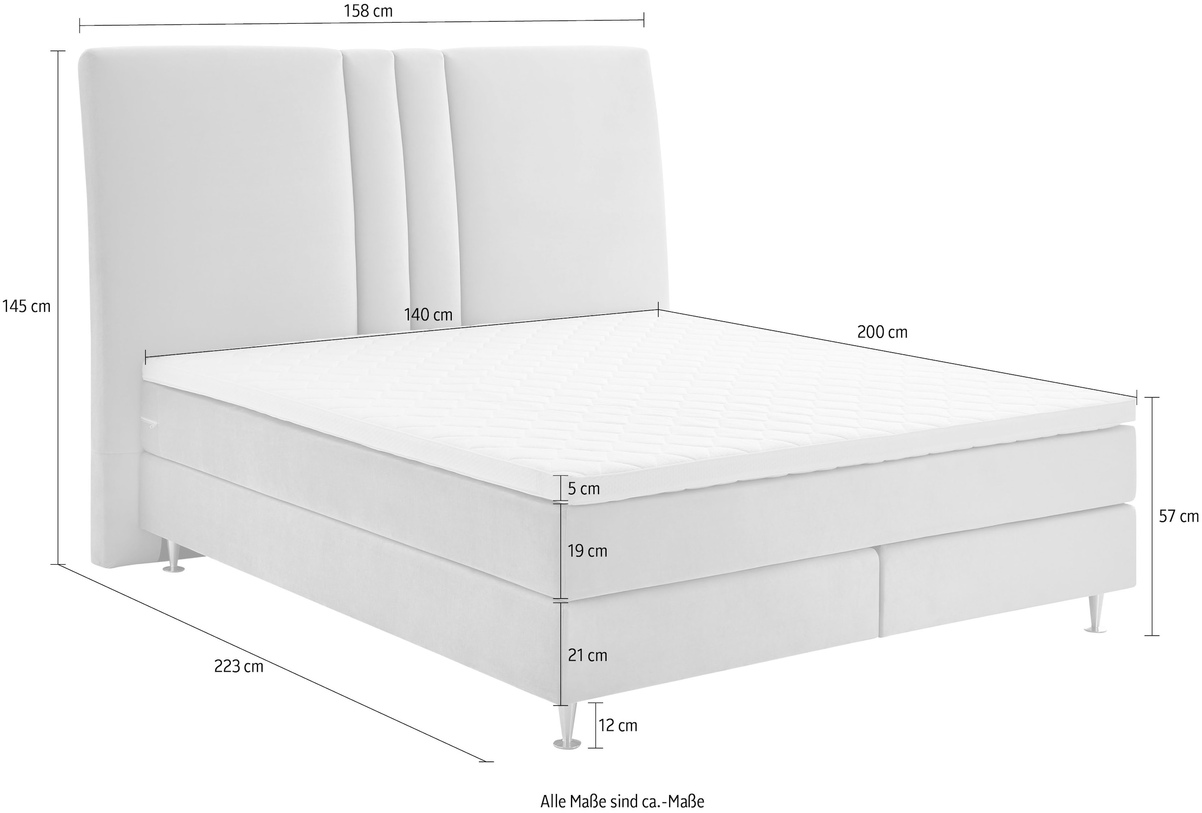 ATLANTIC home collection Boxspringbett »Rita« mit Topper und hohen Kopfteil