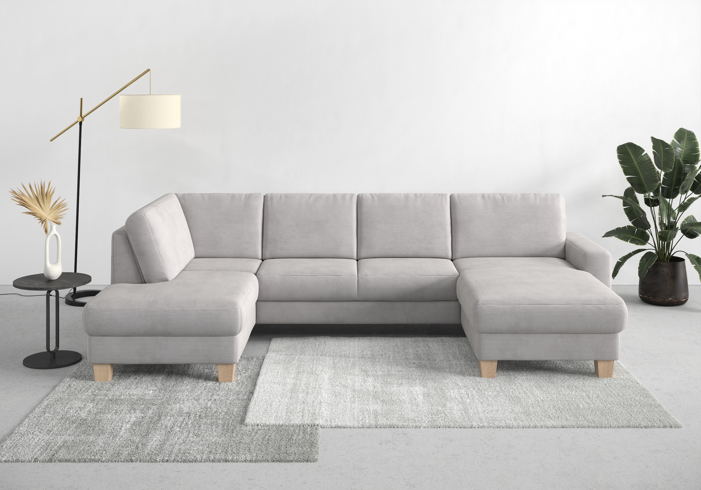 Home affaire Wohnlandschaft »Summer U-Form«, mit oder ohne Bettfunktion und Bettkasten, Cord-Bezug