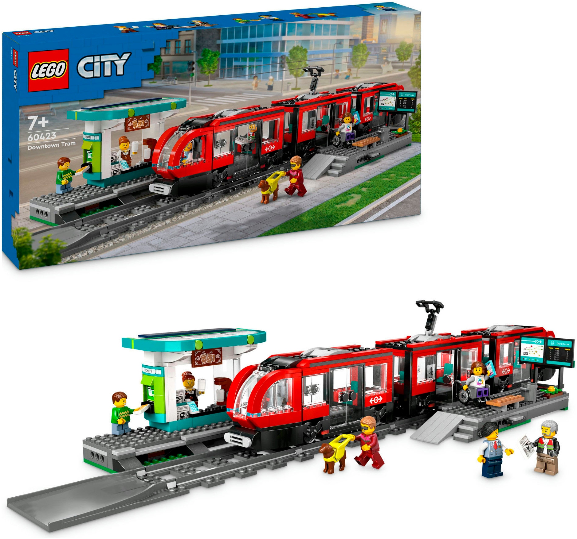 Konstruktionsspielsteine »Straßenbahn mit Haltestelle (60423), LEGO LEGO City«, (811...