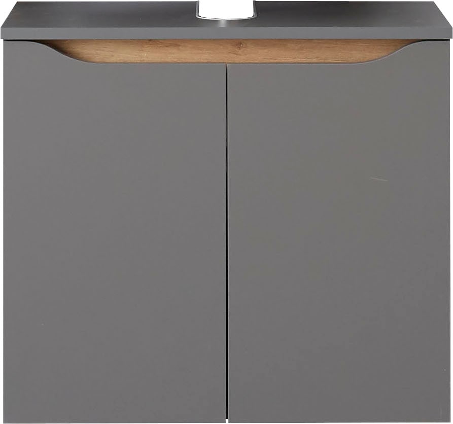 Saphir Waschbeckenunterschrank »Quickset Unterbeckenschrank, 60 cm breit, 2 Türen«, Waschbeckenschrank mit Siphonausschnitt, ohne Waschbecken, grifflos
