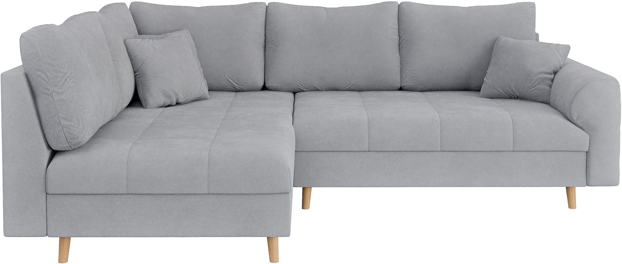 Home affaire Ecksofa »CHARRE L-Form mit Ottomane, Maße B/T/H: 231/161/81 cm«, feine Steppung, lose Rücken- und Zierkissen, auch in Cord und Bouclé