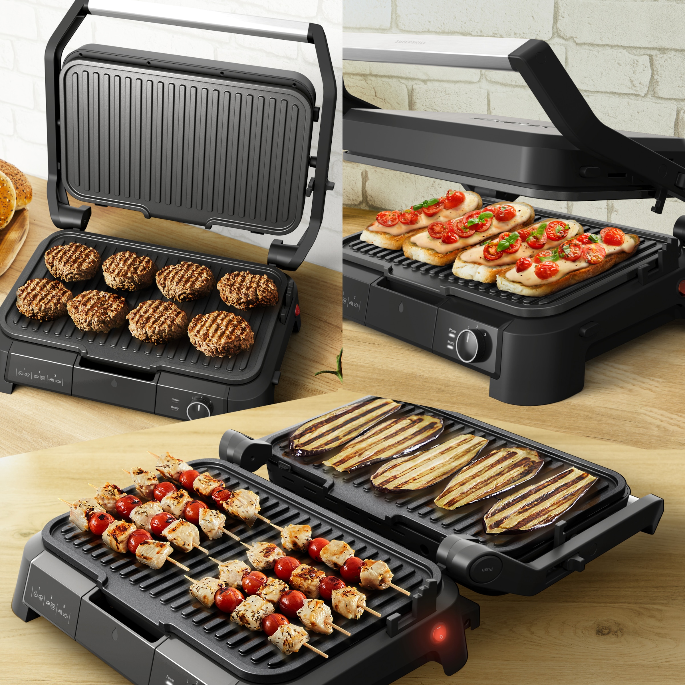 Tefal Kontaktgrill »GC520D SuperGrill 3-in-1 XL«, 220 W, BBQ-Funktion, Ofenposition, 3 Temperatureinstellungen