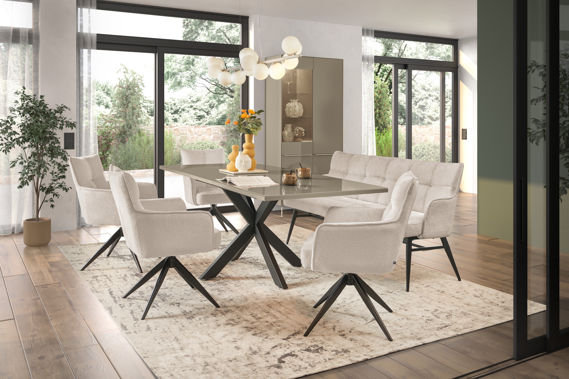 set one by Musterring Essbank »Tucson« 1 Stk. tlg. Micro-Taschenfederkern und schwarzes Eisen-Gestell für hohen Komfort