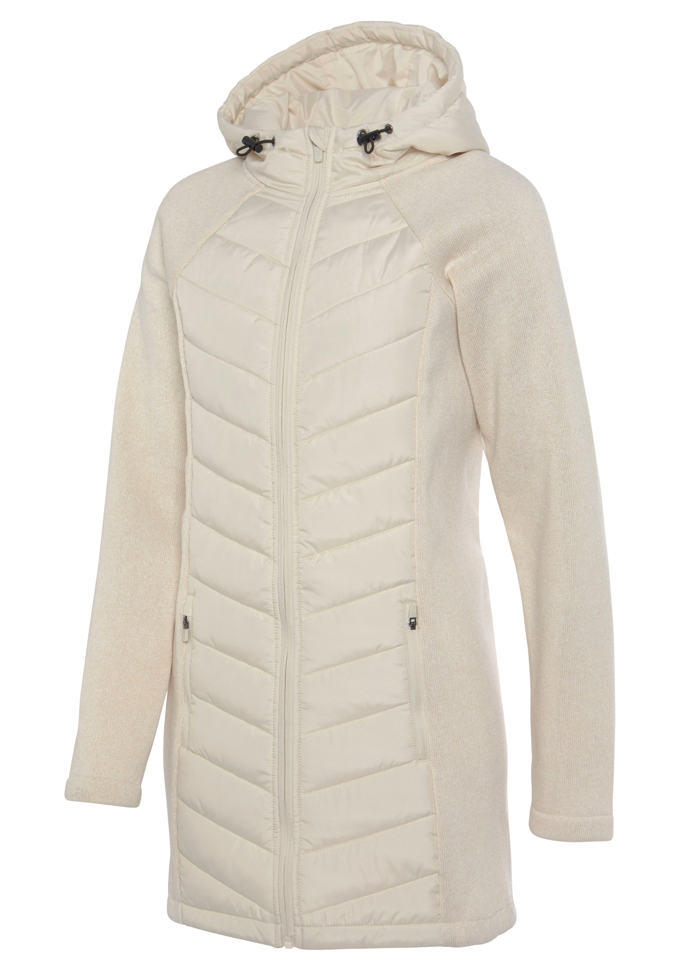 Vivance Steppjacke mit Kapuze mit Strickfleece-Ärmeln