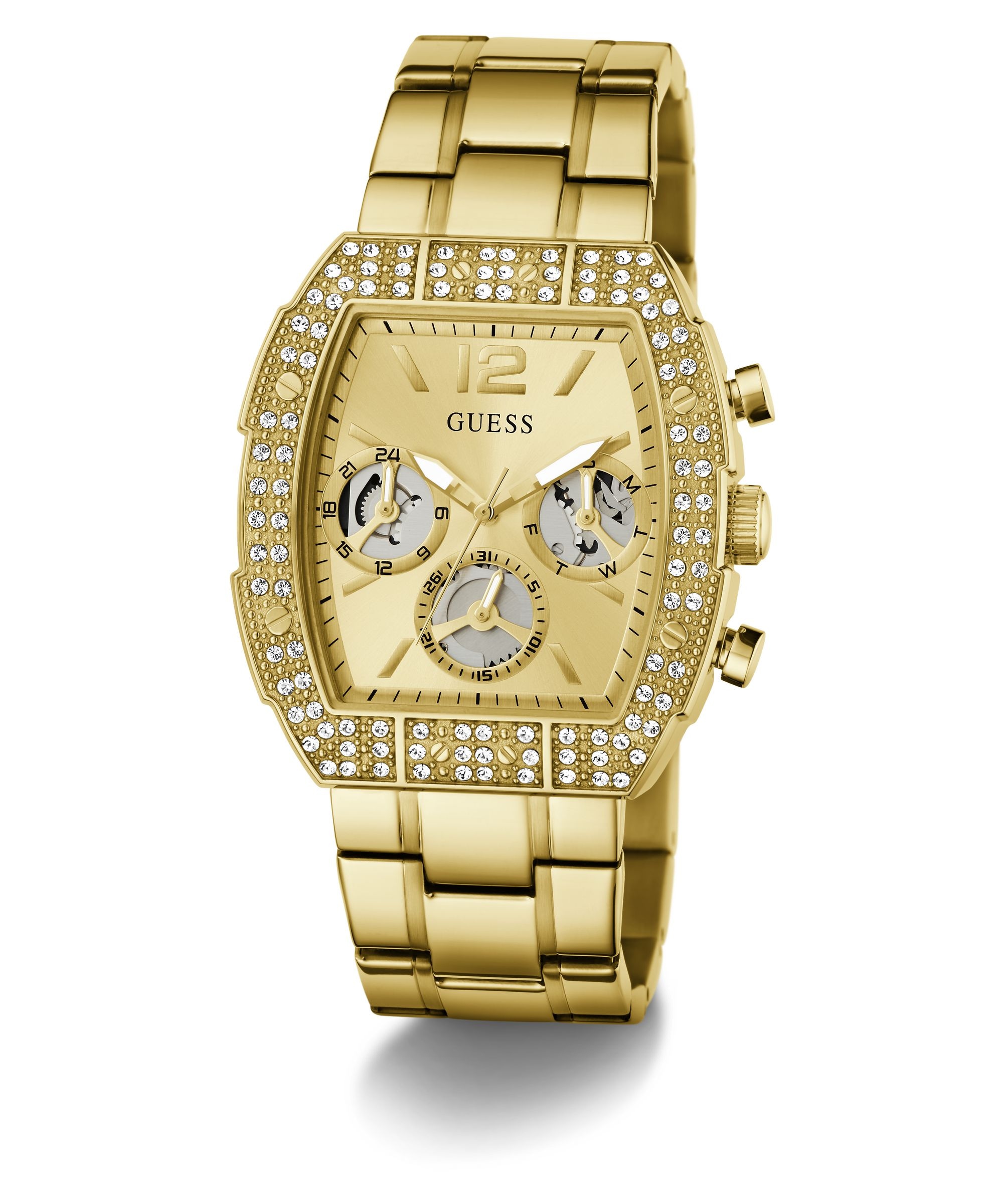 Guess Multifunktionsuhr »PHOENIX QUANTUM« Quarzuhr, Armbanduhr, Herrenuhr, Edelstahlarmband, analog, Wochentag