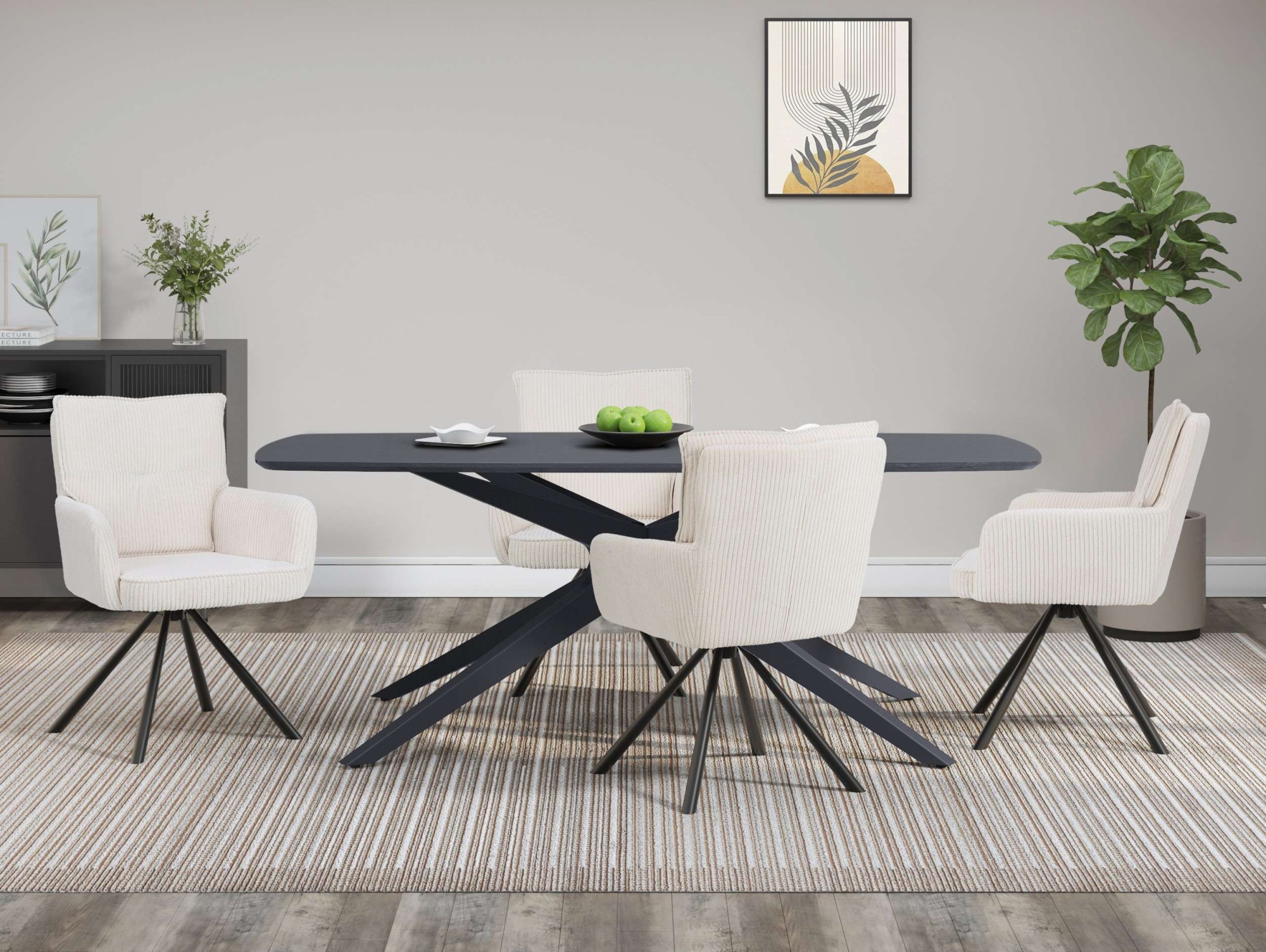 OTTO home Esstisch »Dakona« Tischplatte mit Holzstruktur, schwarze Metallbeine, Höhe 76 cm