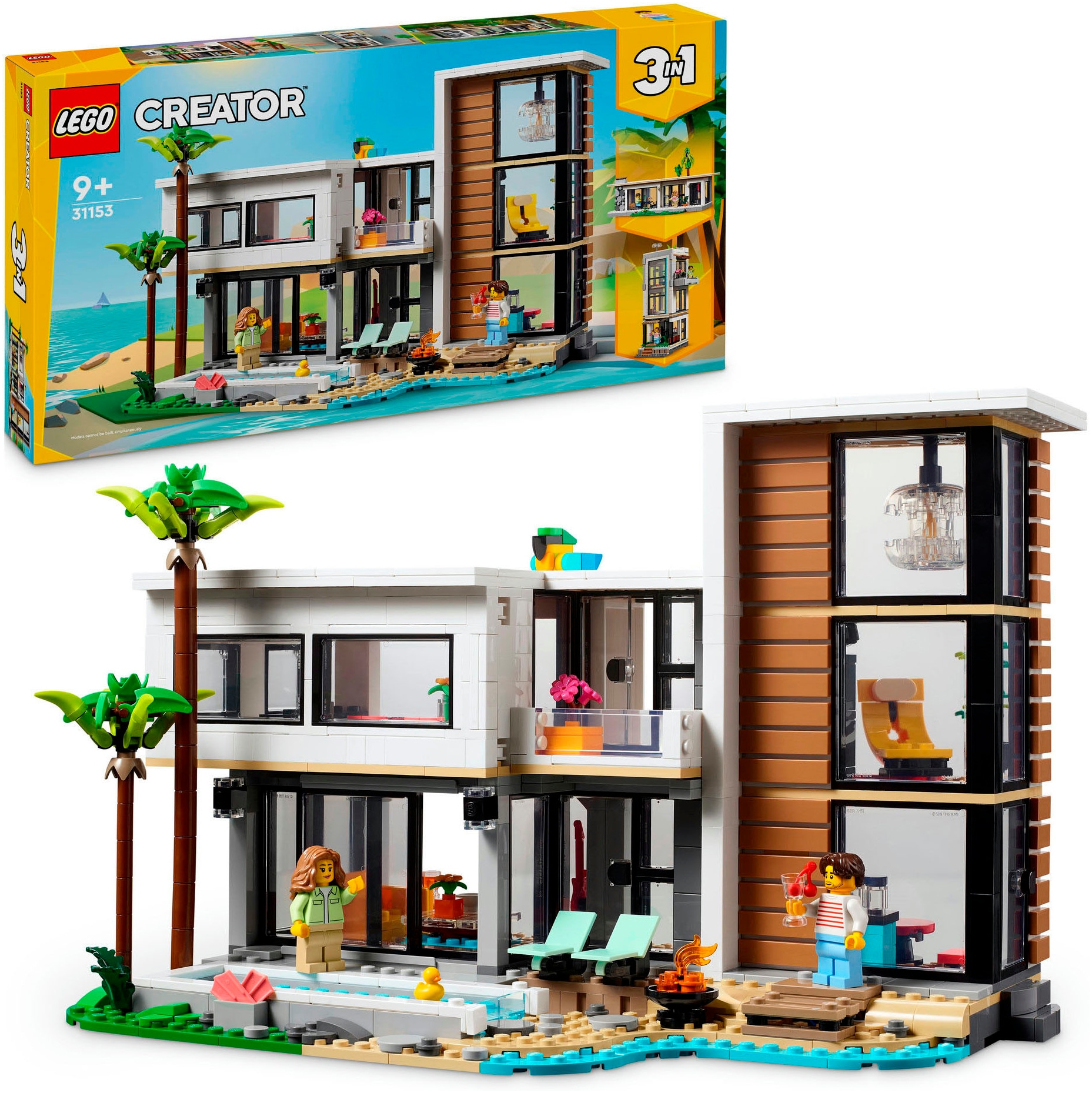 LEGO® Konstruktionsspielsteine »Modernes Haus (31153), LEGO Creator 3in1«, (939 St.), Made in Europe