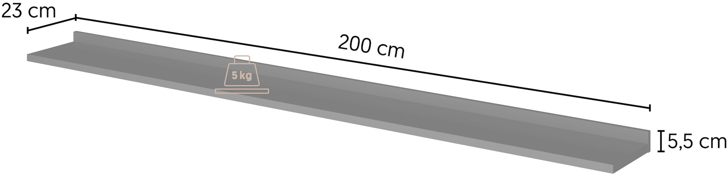 Home affaire Wandboard »Tuluza, Breite 200cm, praktisches Regal für die Wand« 1-tlg Wandregal viel Stauraum, ideal für Deko & Bücher