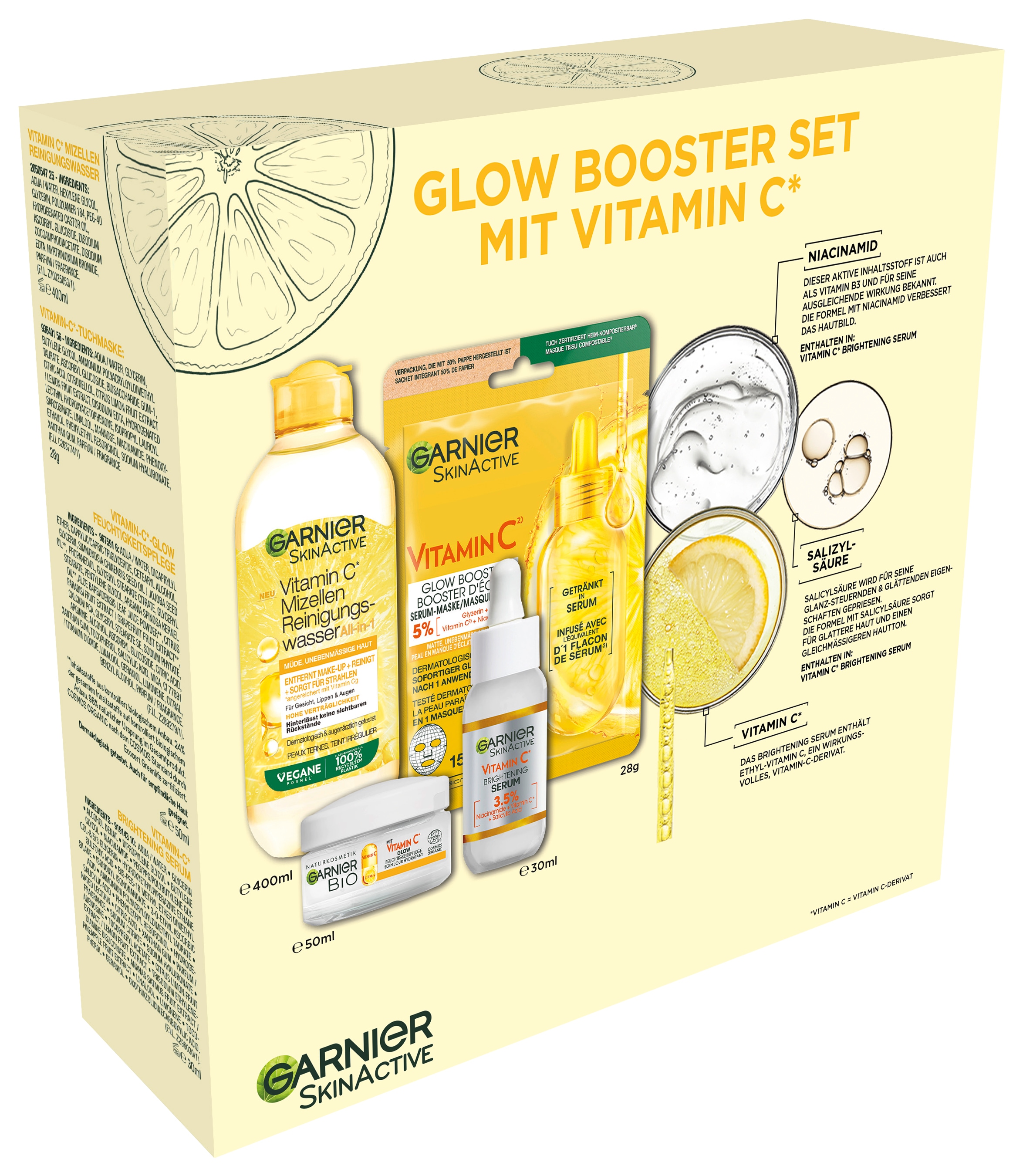 GARNIER Pflege-Set »Garnier Geschenkset Vitamin C« umfassende Pflege, feuchtigkeitsspendend, für ebenmäßige Haut