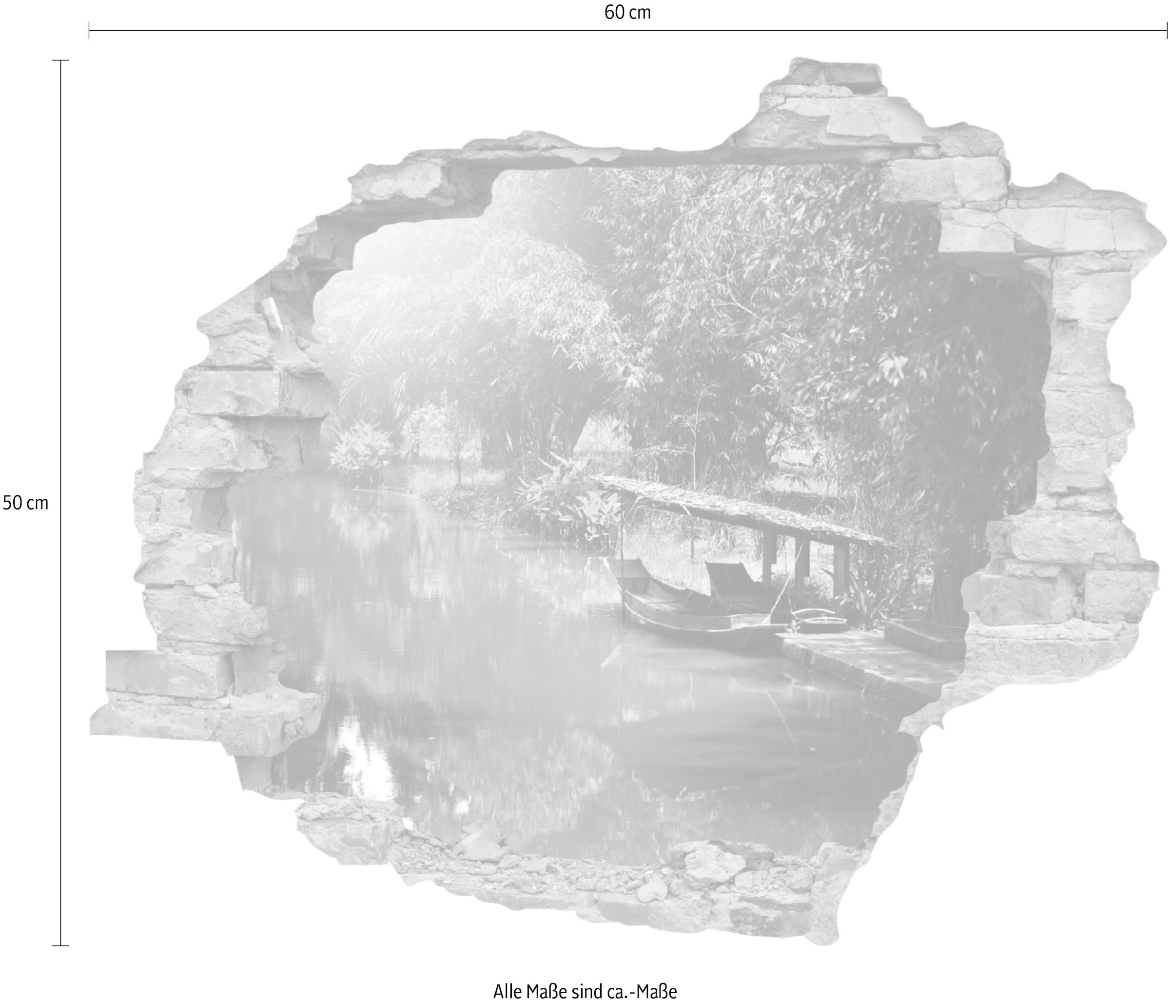 queence Wandtattoo »Fluss«, (1 St.), Wandsticker, Wandbild, selbstklebend, 3D, Wanddurchbruch