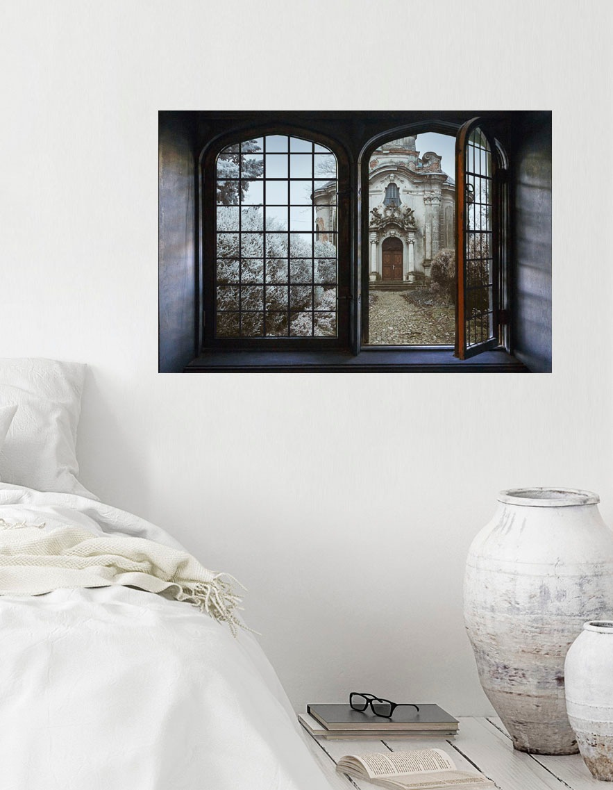 queence Wandsticker »Kleine Kapelle«, Wandsticker, Wandbild, selbstklebend, 3D, Fenster