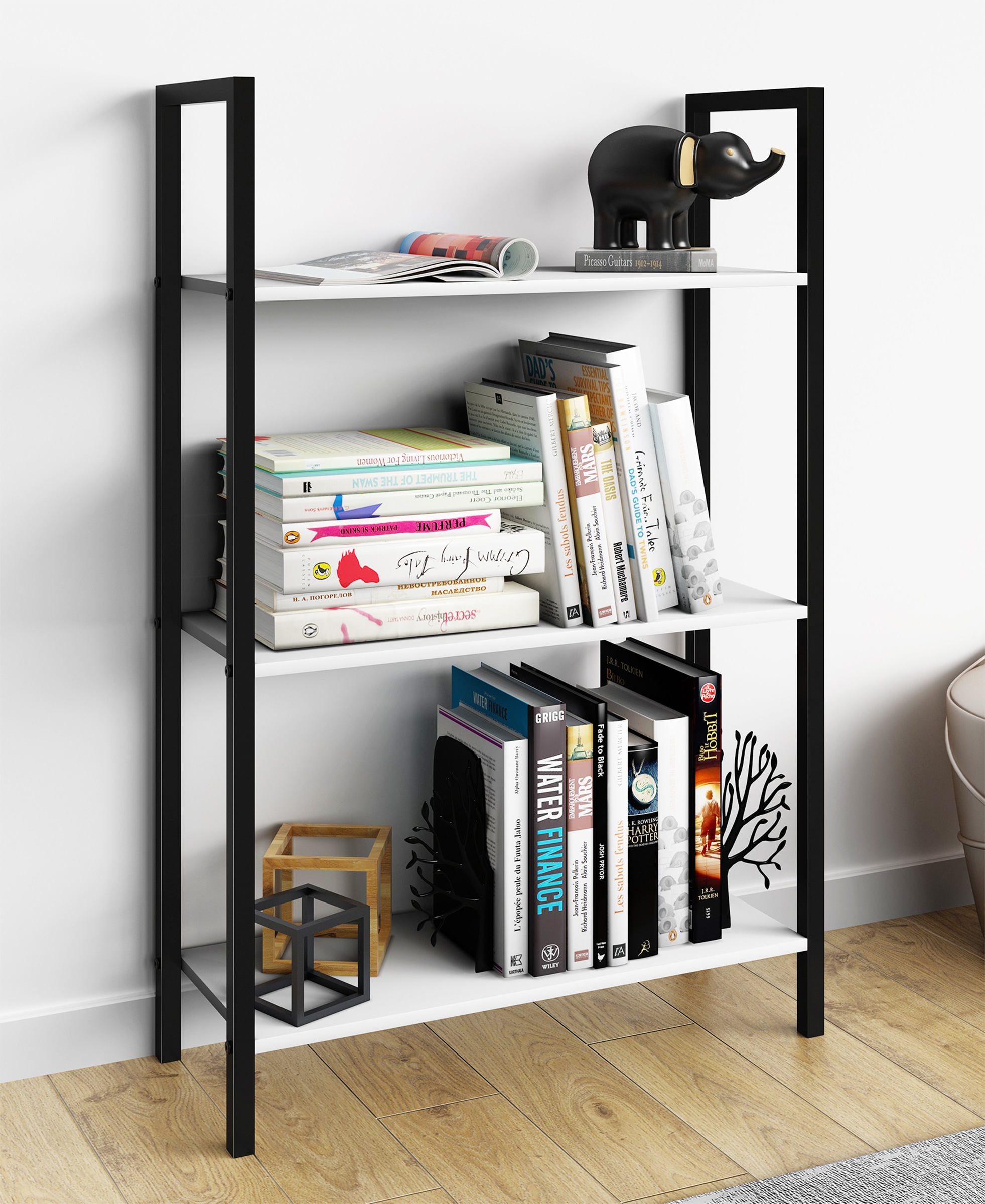 VCM Bücherregal »Holz Metall Stand Regal Büro Bücher Flakos 3fach«