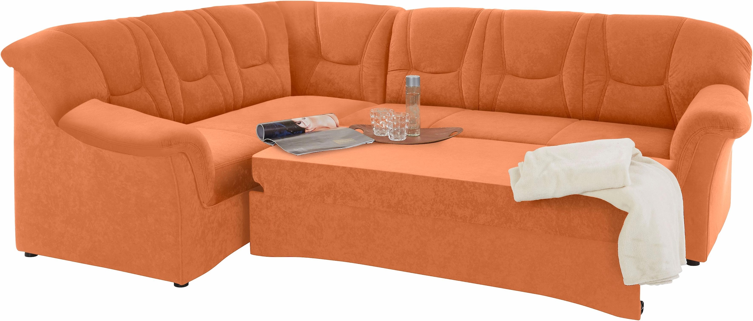 DOMO collection Ecksofa »Sarafina zeitlos und komfortabel, optional mit Federkern, L-Form«, wahlweise mit Bettfunktion