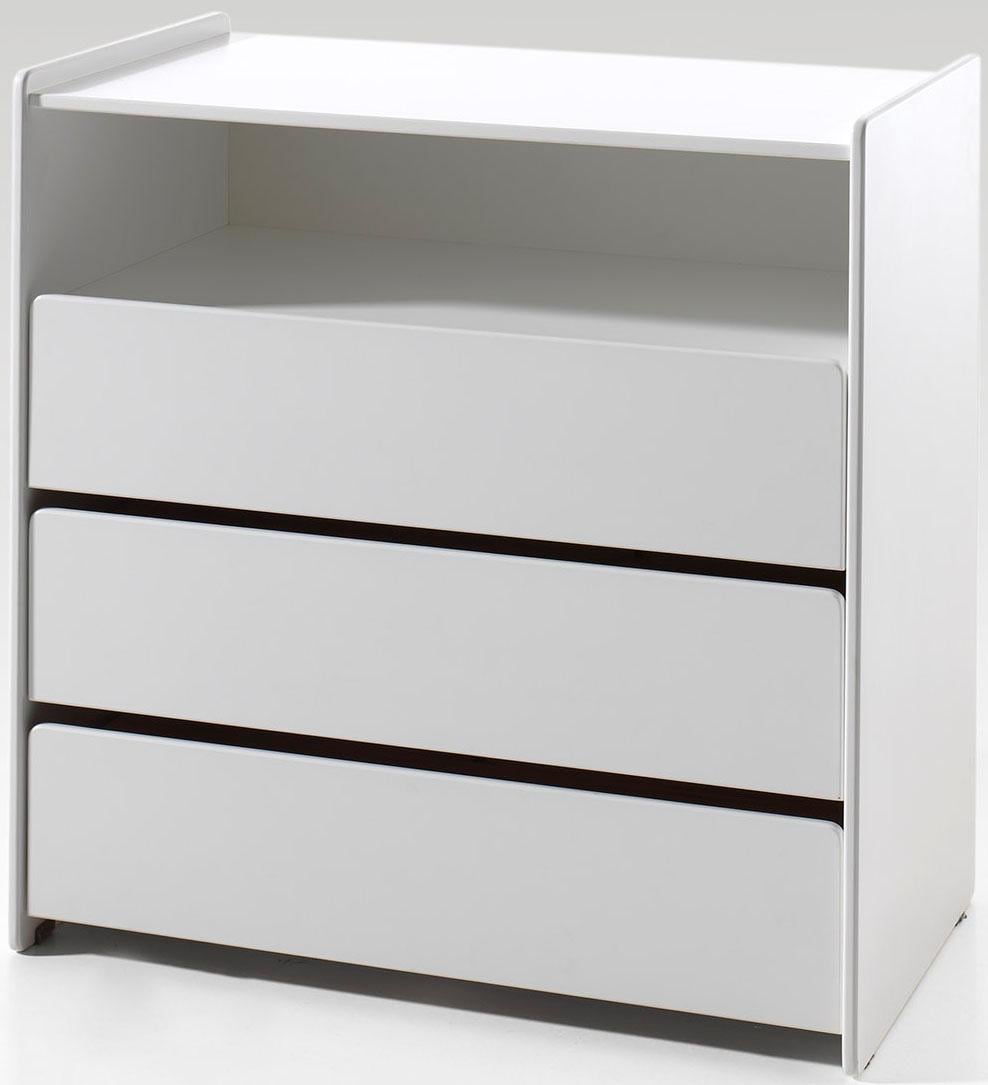 Vipack Schubkastenkommode »Kiddy, mit 3 geräumigen Schubladen und 1 offenen Fach«, (B/H/T ca. 90x92x47cm, Kanten gerundet, MDF weiß lackiert), Schubladen mit Soft-Close, universell einsetzbar