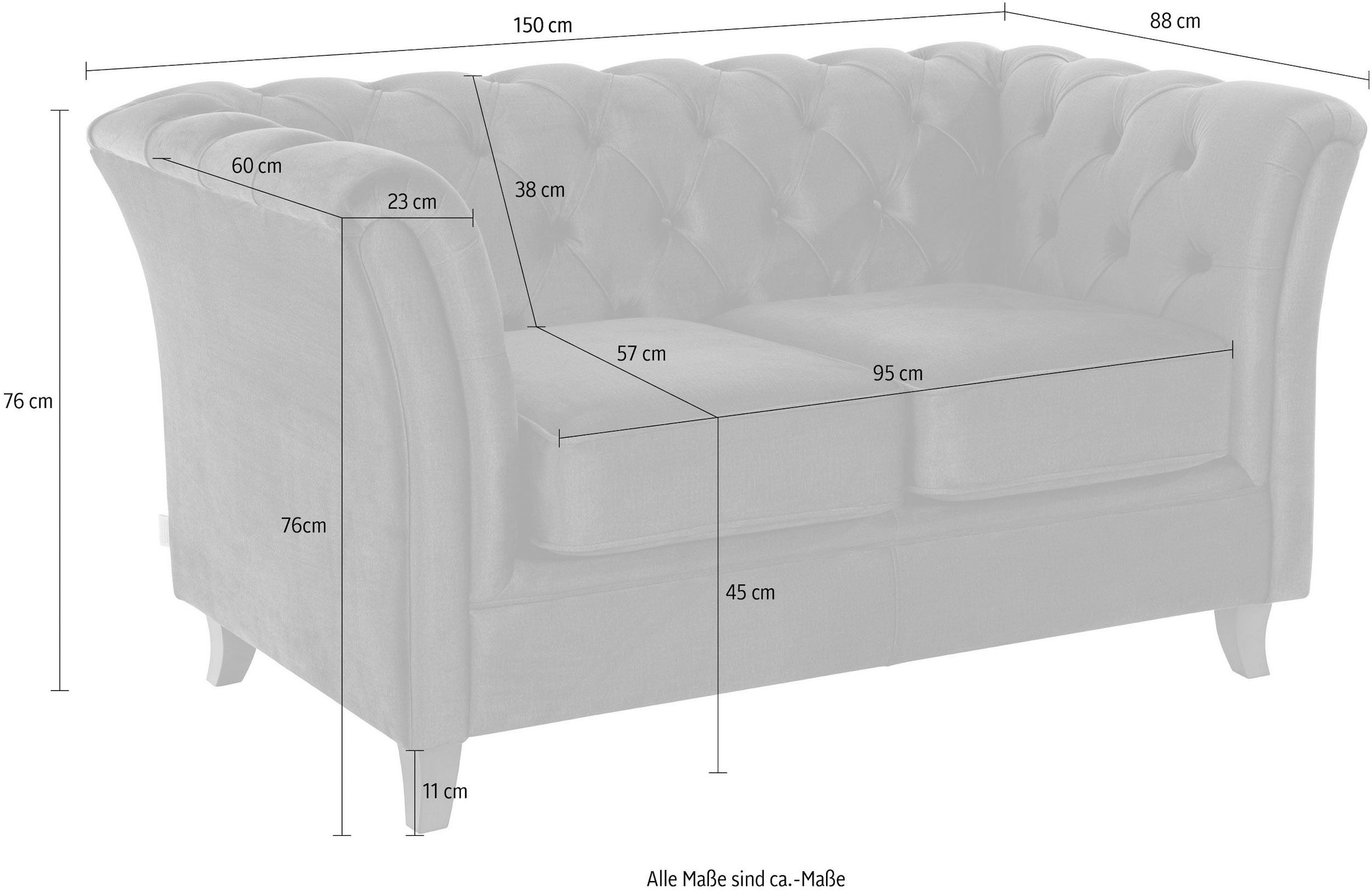 Home affaire Chesterfield-Sofa »Reims«, mit echter Chesterfield-Knopfheftung, hochwertige Verarbeitung