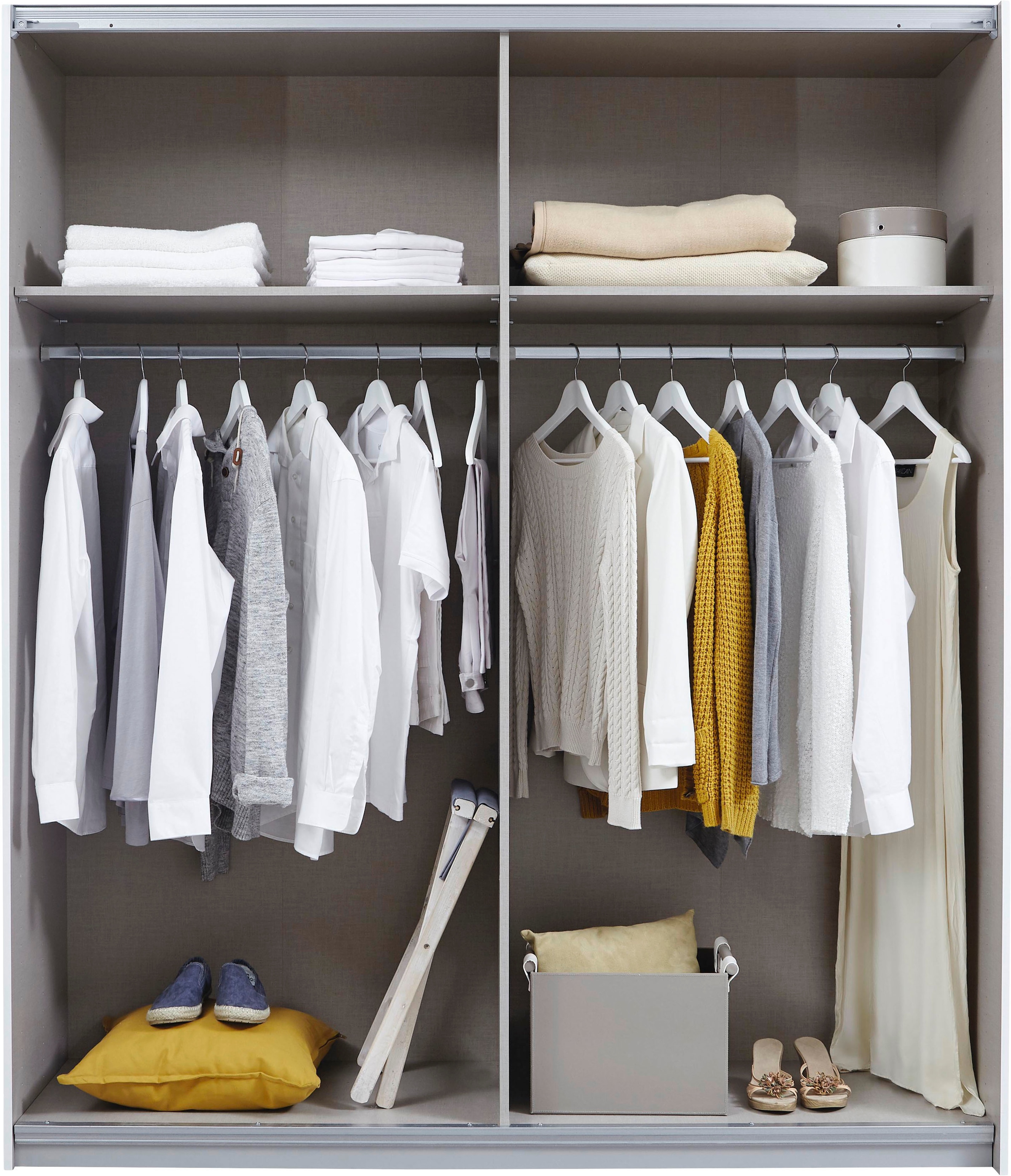 rauch Schwebetürenschrank »Quadra BESTSELLER Schrank Schlafzimmerschrank in vielen Breiten«, Kleiderschrank Garderobenschrank mit Glaselementen