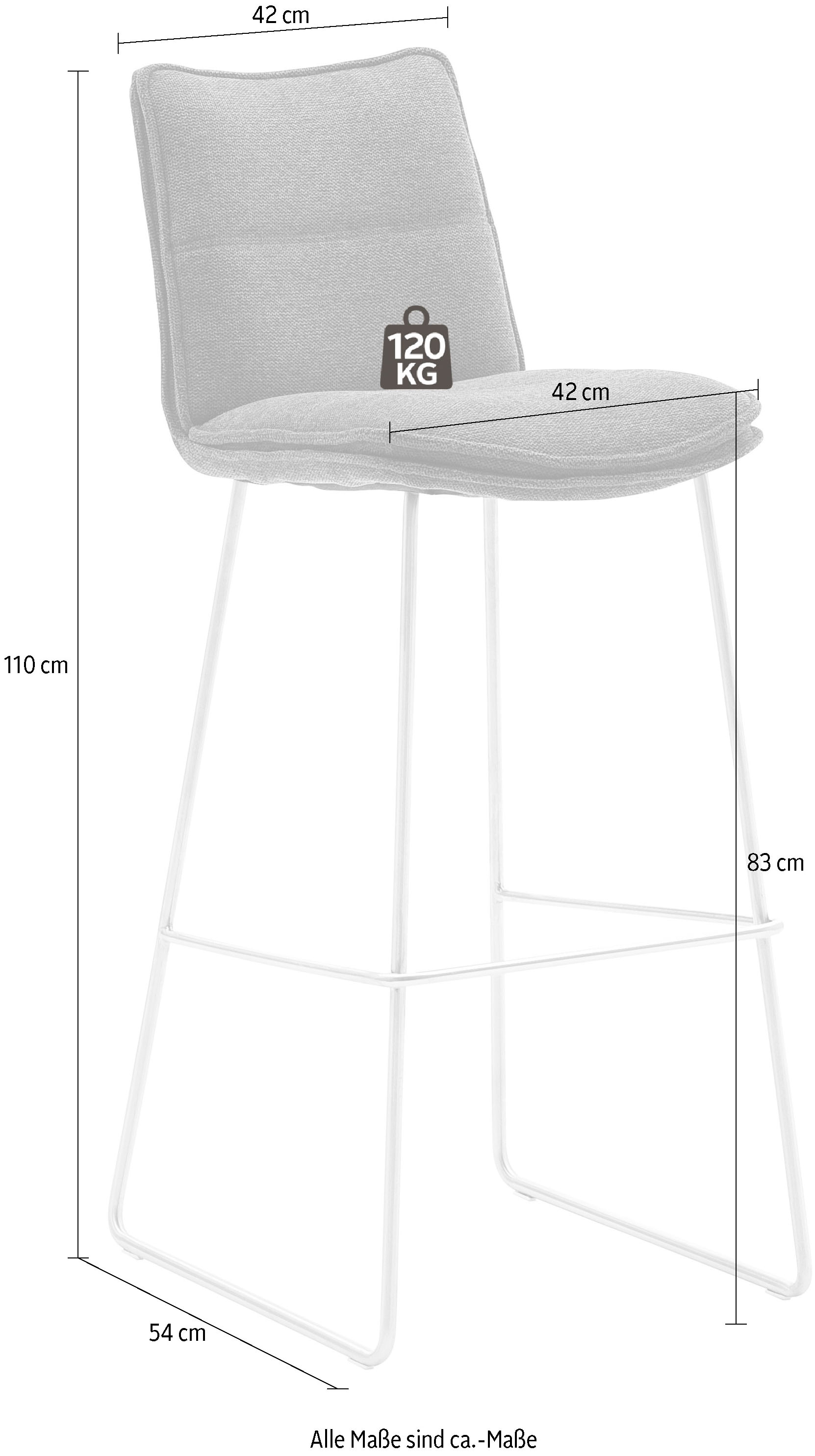 MCA furniture Barhocker »Hampton« Set, 2-er, 2 Stk. tlg. Barstuhl 180°drehbar mit Nivellierung, bis 120 Kg belastbar