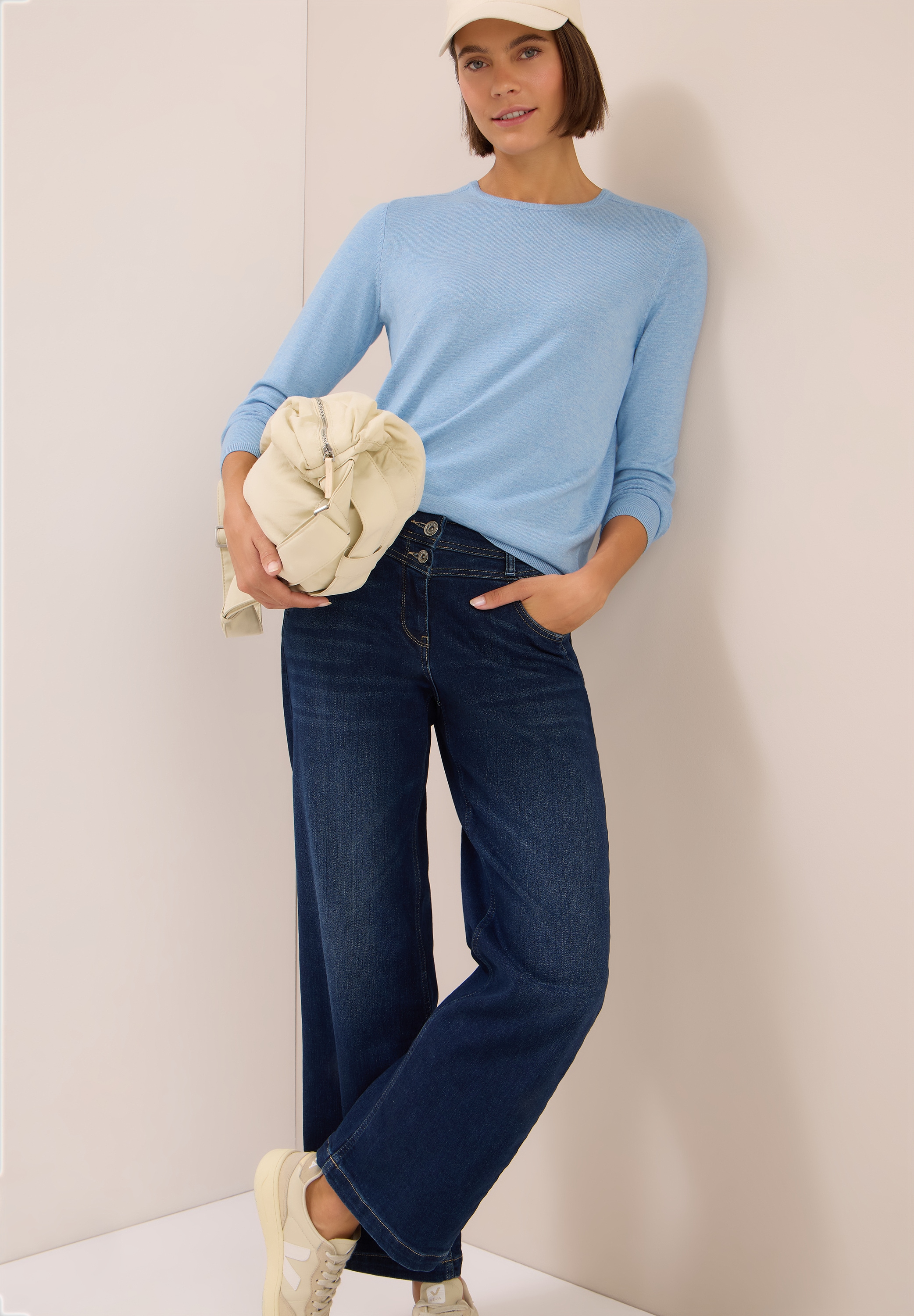 Cecil Strickpullover mit feinem Detail an der Schulter und Viskose-Anteil