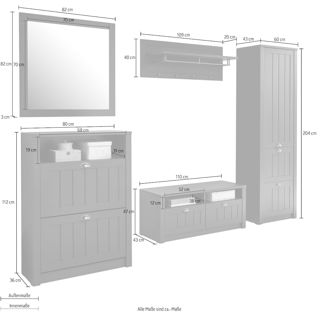 Home affaire Garderoben-Set »ASCOT«, (Set, 5 St.)