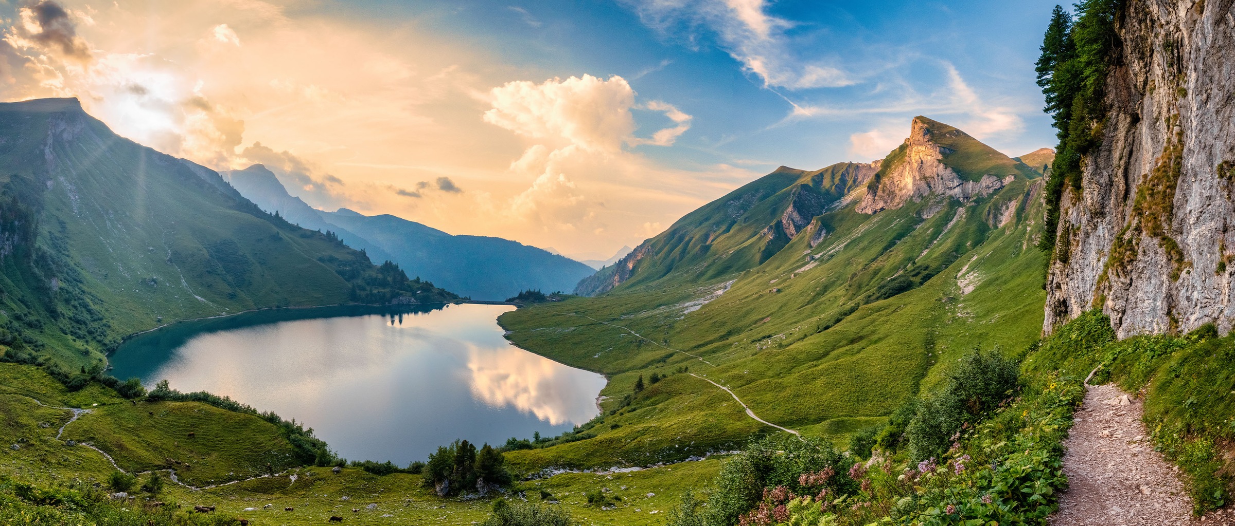 Bönninghoff Leinwandbild "Wandbild BERGSEE XXL 60x140 cm – Leinwandbild Keilrahmen Deko modern" Berge  Landschaft  Natur  See  Seebilder 1 Stk. tlg. auf Keilrahmen gespannt