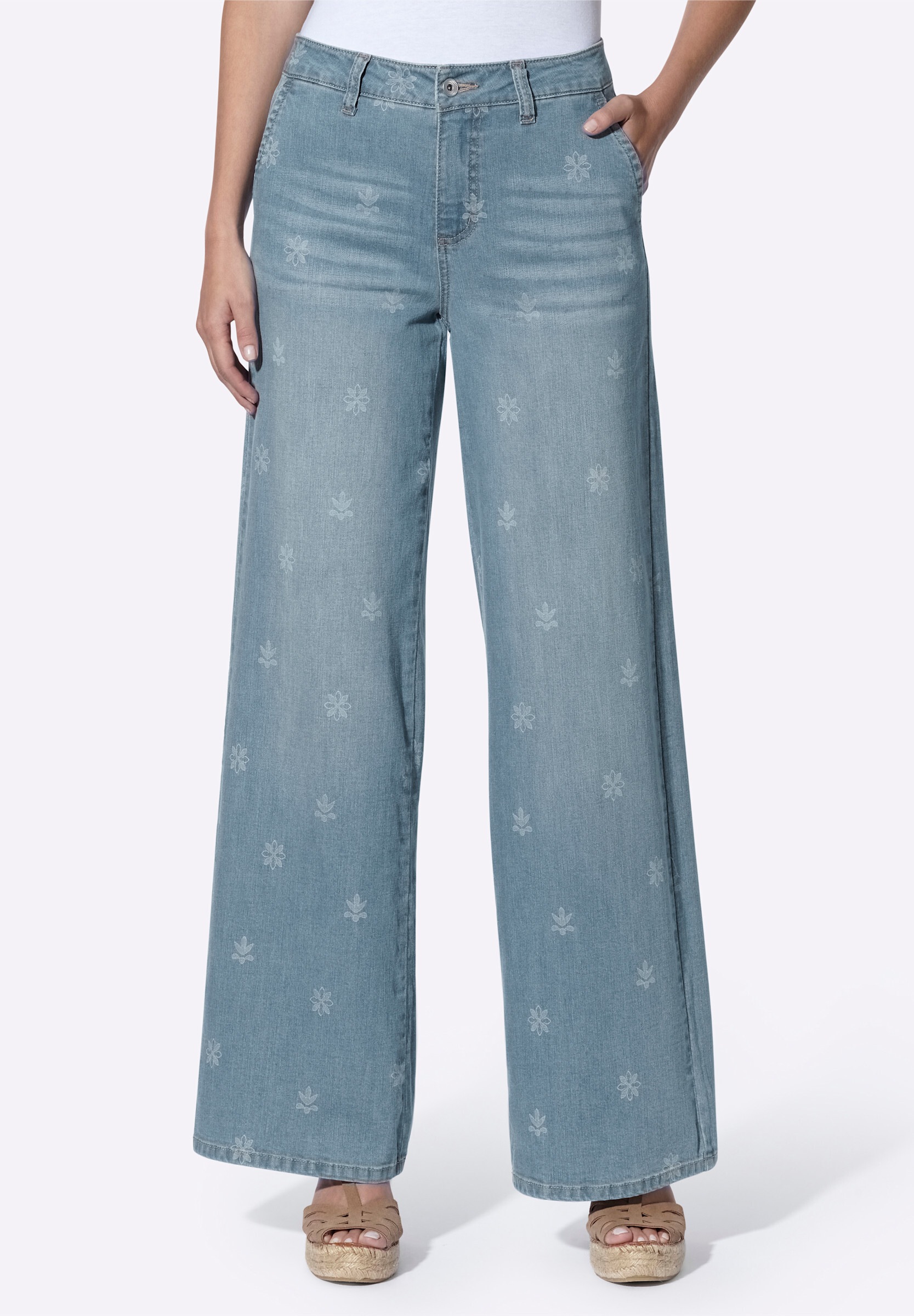 heine Bequeme Jeans »Jeans Jeans mit Laser-Blumendruck«