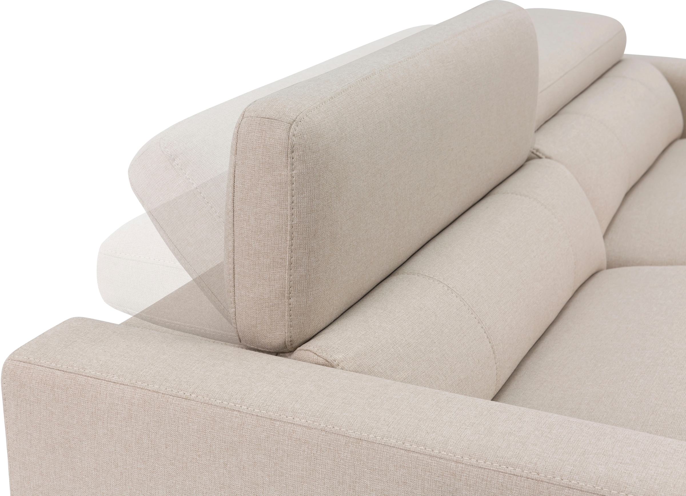 OTTO home Ecksofa »LEWII, L-Form, 213 cm - elektr. Relaxfunktion« mit USB A/C-Anschluss. Federkern, verstellbaren Kopfstützen, Webstoff
