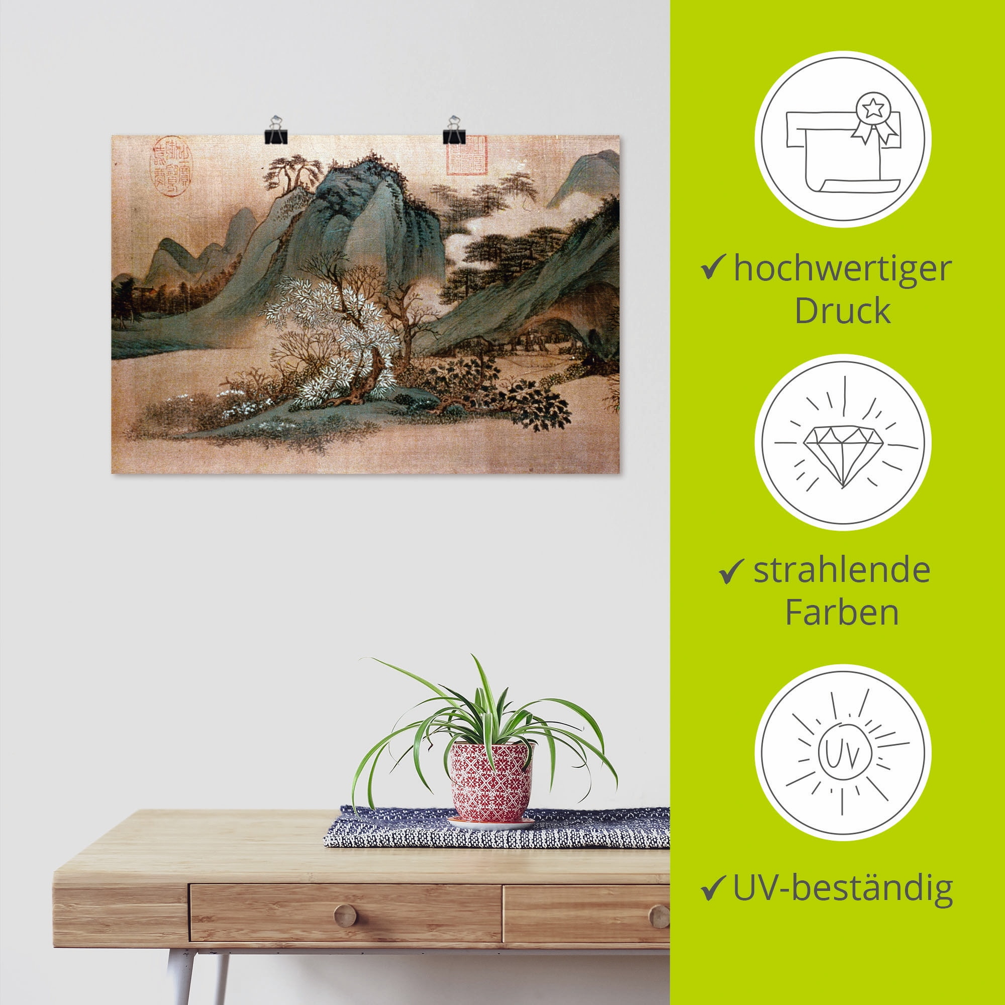 Artland Wandbild »Weiße Wolken und grüne Berge« Asien 1 Stk. tlg. als Leinwandbild, Poster in verschied. Größen