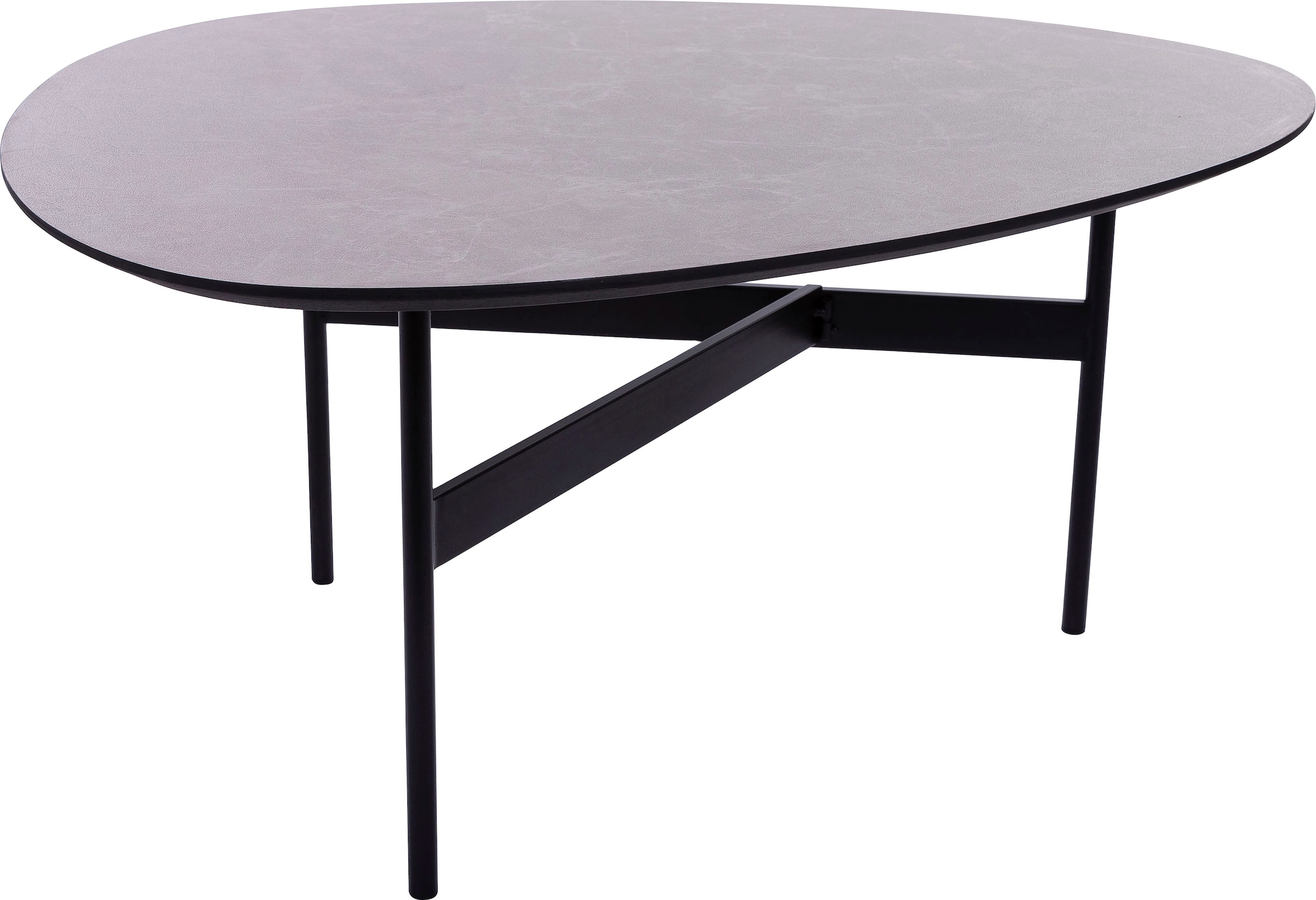 Oval, Gestell Bein lackierter grau Couchtisch, Tischplatte, bestellen bequem 3 Metall Couchtisch affaire Home