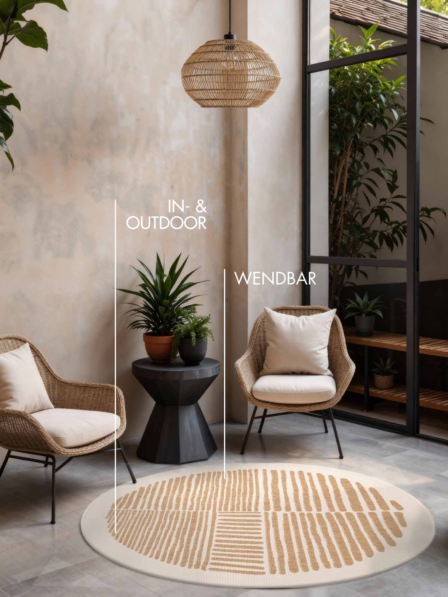 Ted Baker Teppich »Bounds , Wendeteppich« rund 8 mm Höhe Designteppich, Wetterfest, Pflegeleicht, Modern, Wohnzimmer, Terrasse