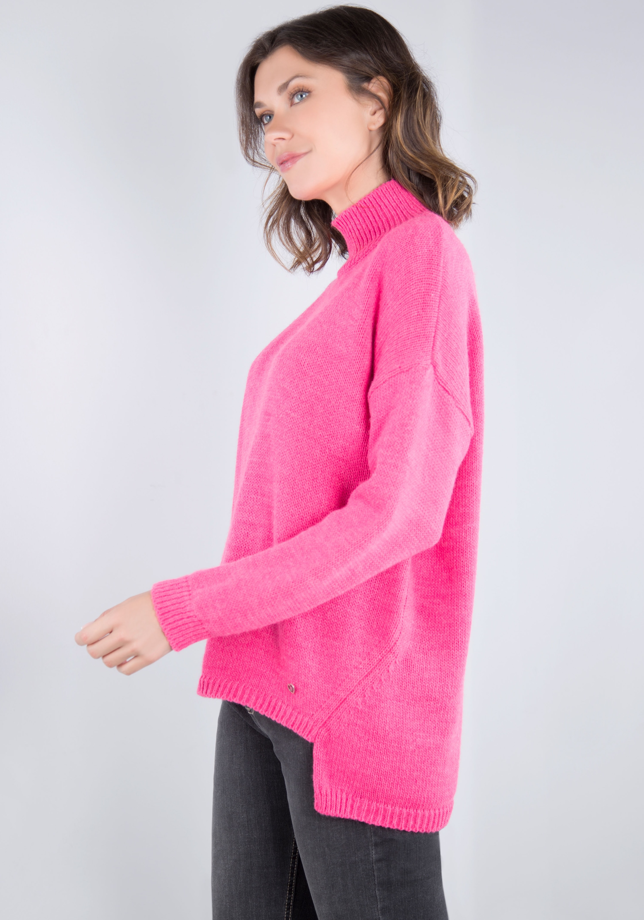 Please Jeans Stehkragenpullover hinten länger geschnitten