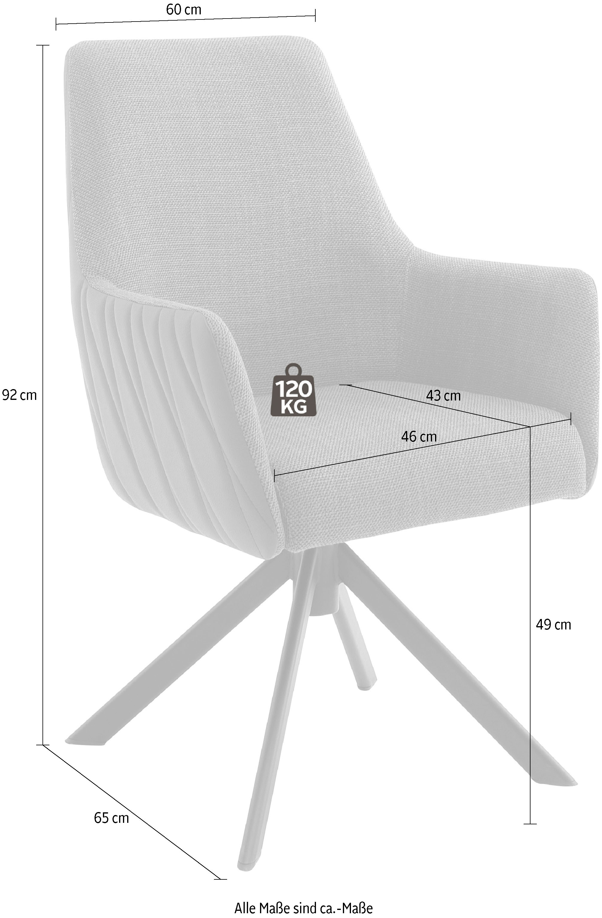 MCA furniture 4-Fußstuhl 120 360°drehbar »Reynosa«, bis mit Esszimmerstuhl (Set), 2 Nivellierung, kg Raten kaufen St., auf Belastbar