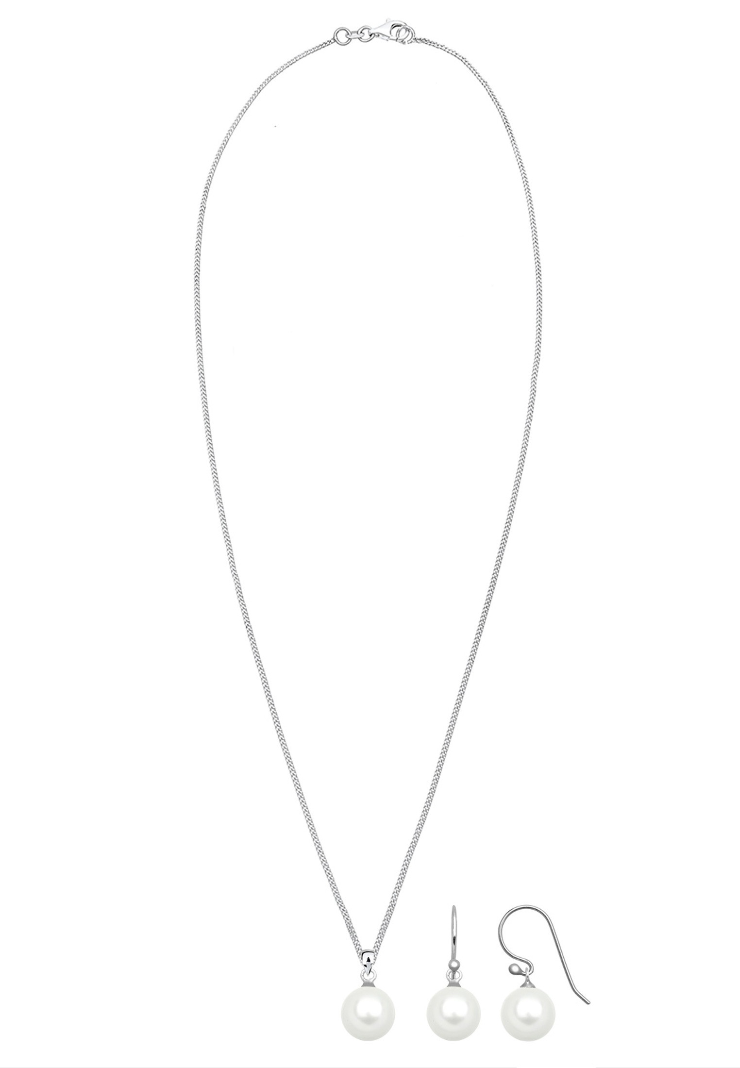 Elli Ohrring und Ketten Set »Schmuckset Muschelkernperle Weiß 925 Sterling Silber« ()
