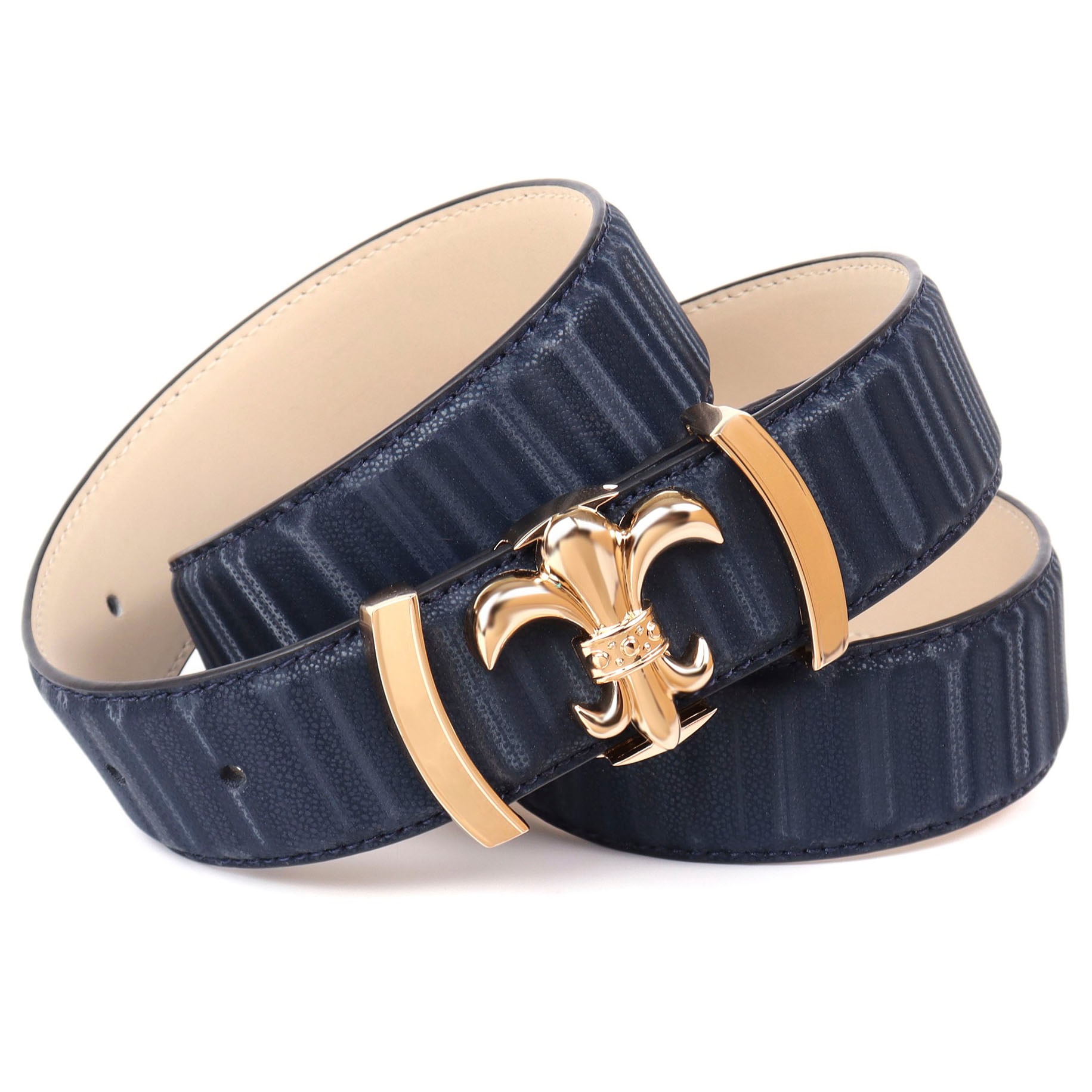 Anthoni Crown Ledergürtel, mit Rechnung kaufen Koppel-Schließe filigraner goldfarbener auf