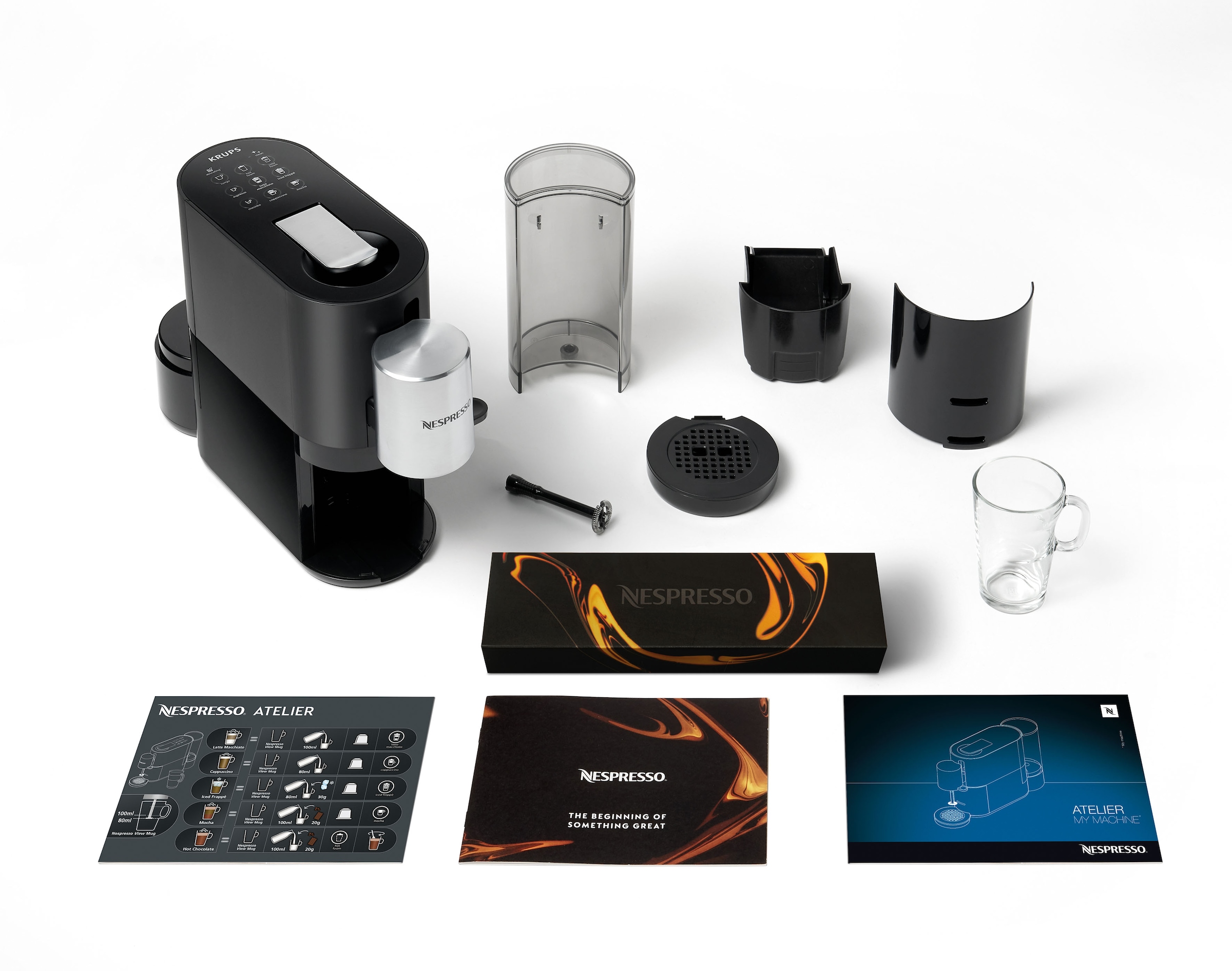 Nespresso Kapselmaschine »XN8908 Atelier von Krups«, Wassertank: 1 L, 19 Bar Druck, inkl. Nespresso Glastasse + Kapseln