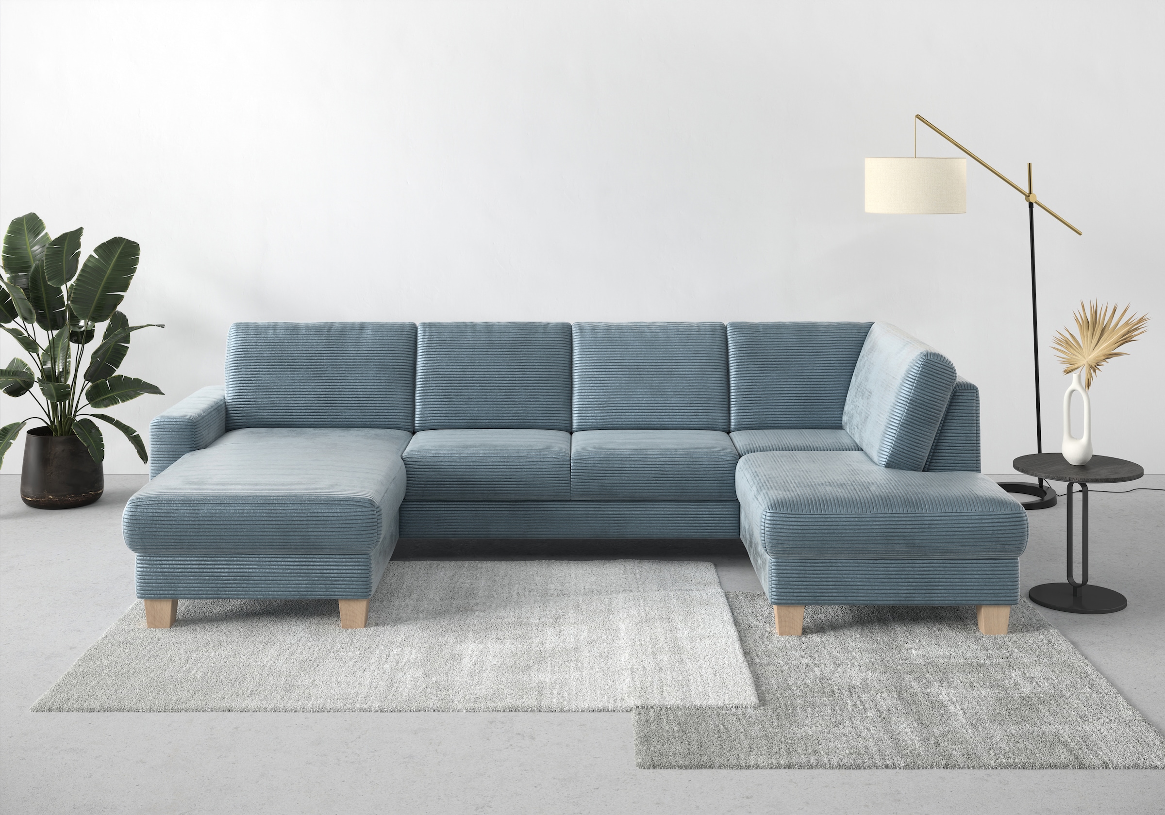 OTTO home Wohnlandschaft »Summer U-Form« mit oder ohne Schlaffunktion und Bettkasten, Cord-Bezug