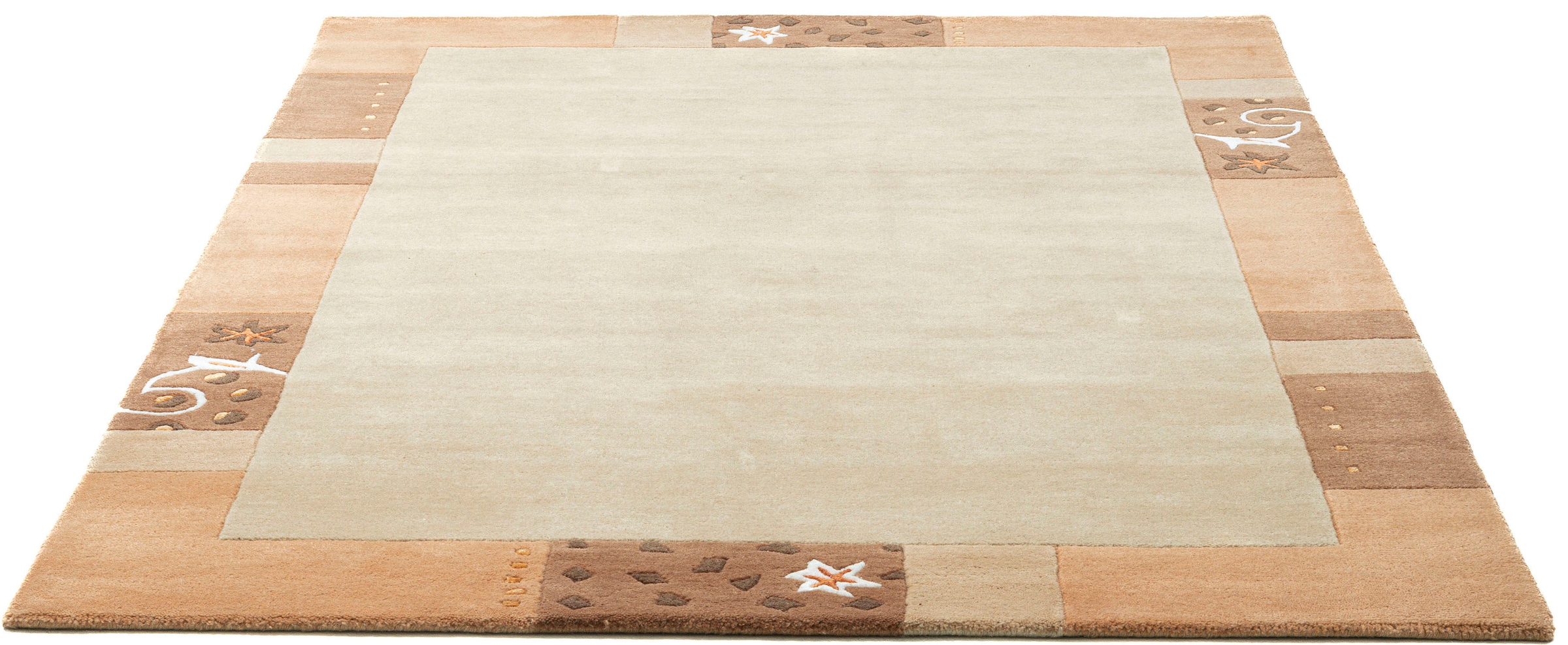 THEKO Wollteppich »Royal Ganges« rechteckig 13 mm Höhe 95% Wolle, mit Bordüre, ideal im Wohnzimmer & Schlafzimmer