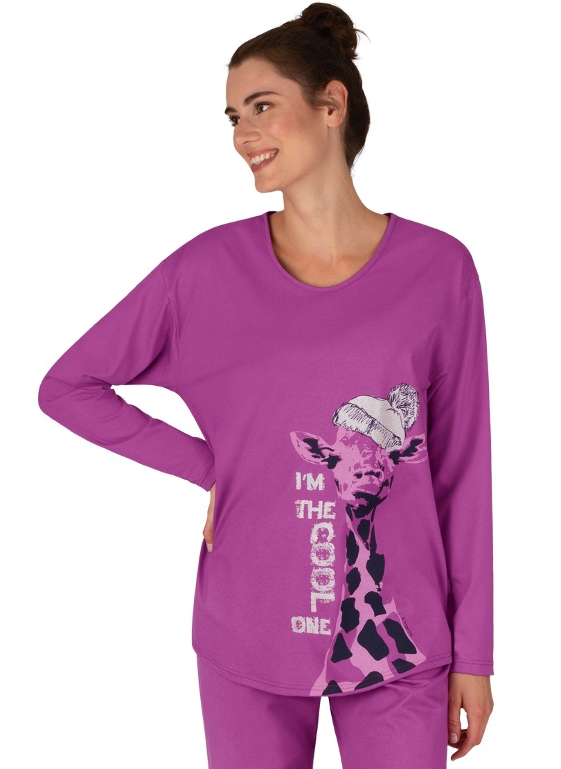 Trigema Schlafanzug »TRIGEMA Langarm Schlafshirt mit Giraffen-Motiv« bei