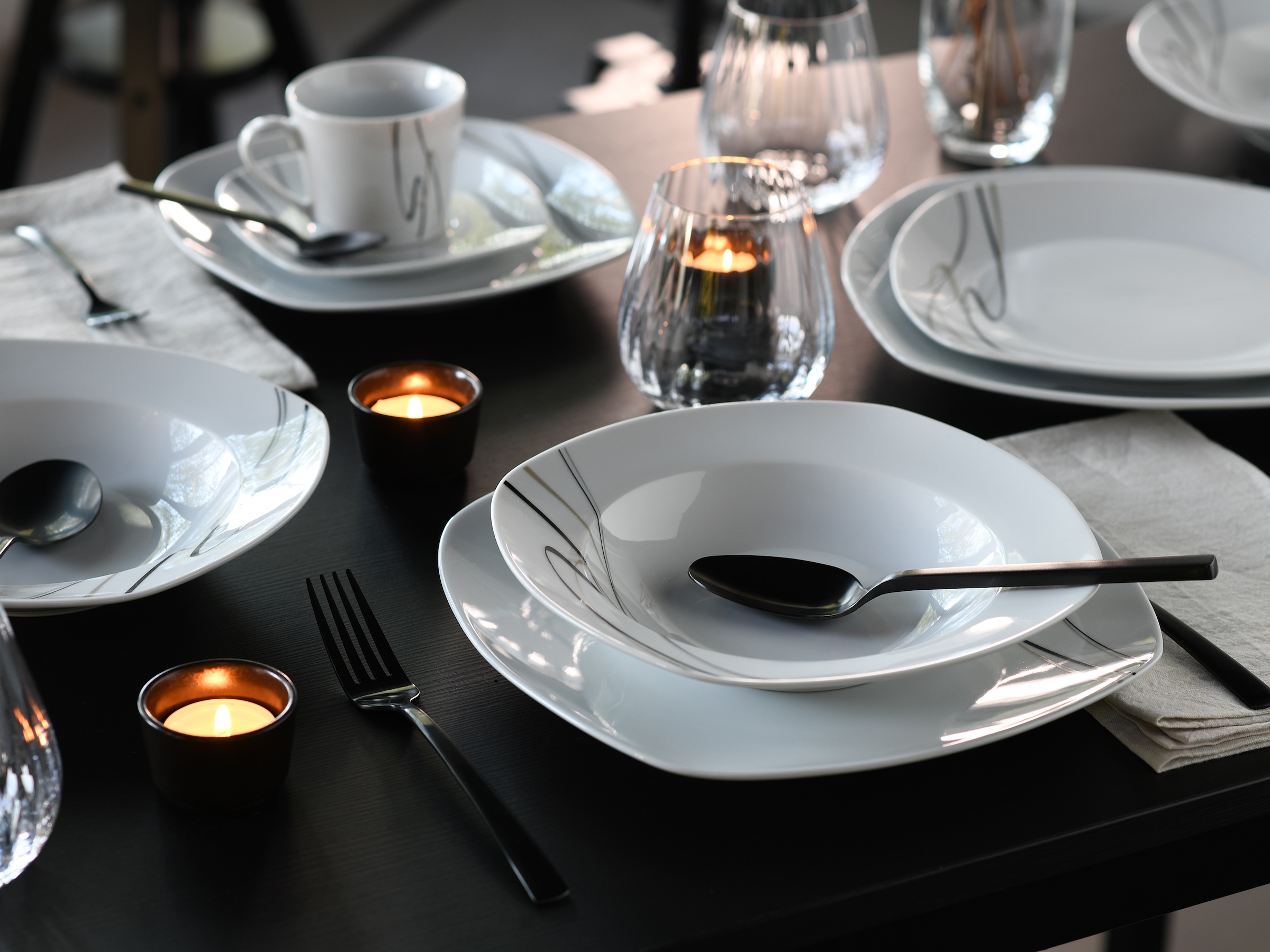 CreaTable Kombiservice »Amelie Piazza, Kombi-Service 30-tlg« Elegant, Schwungvoller Liniendekor