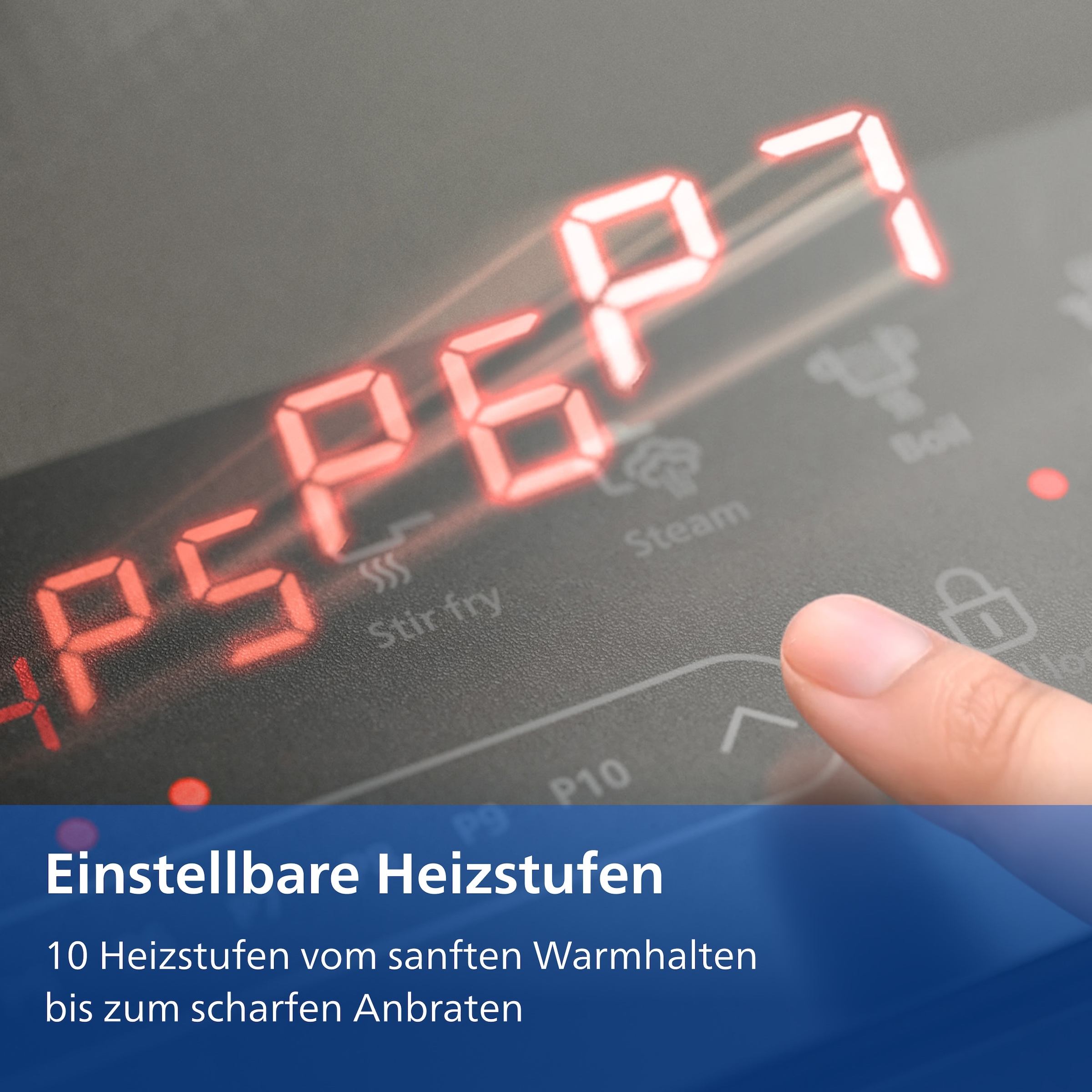 Philips Einzel-Induktionskochplatte »HD5850/90 5000 Series mit 10 Heizstufen, Boost-Funktion u. Timer« Ultraflaches Design, automatische Pfannenerkennung, Touch-Display