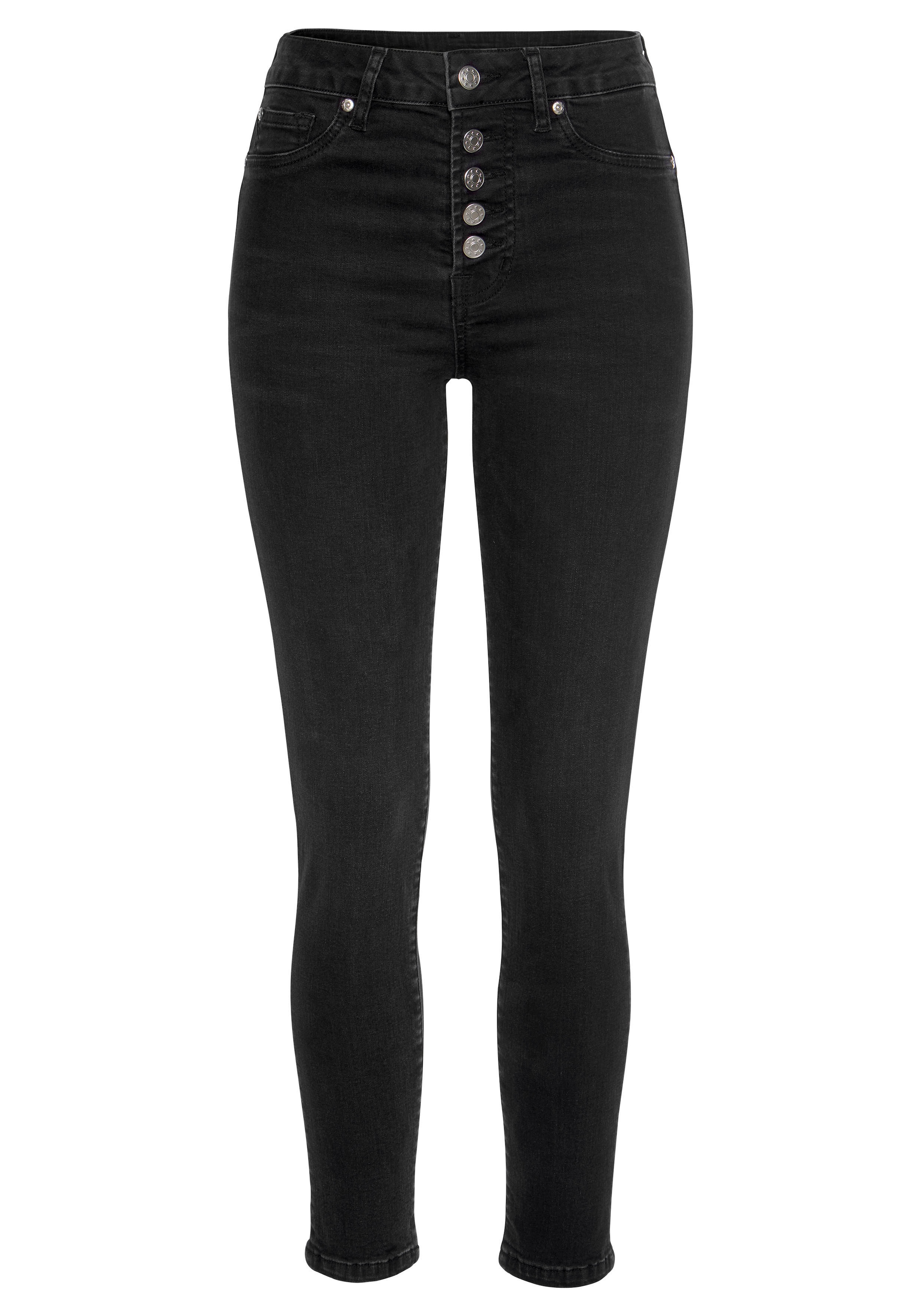 Buffalo High-waist-Jeans, mit modischer Knopfleiste, schmale Skinny-Jeans, Stretch-Qualität