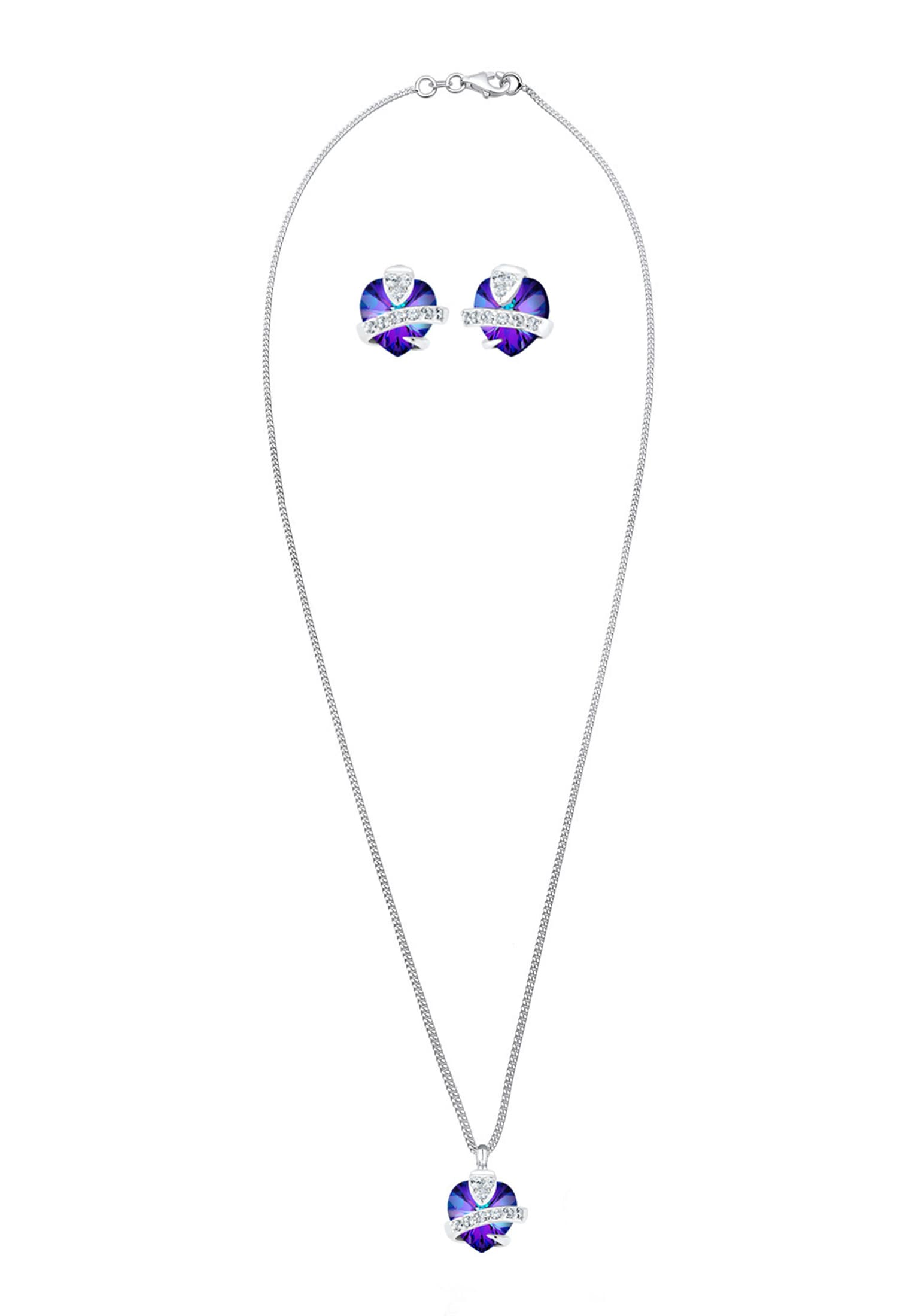 Elli Ohrring und Ketten Set »Schmuckset Herz Glamourös 925 Silber, mit Kristallen von Swarovski®« ()