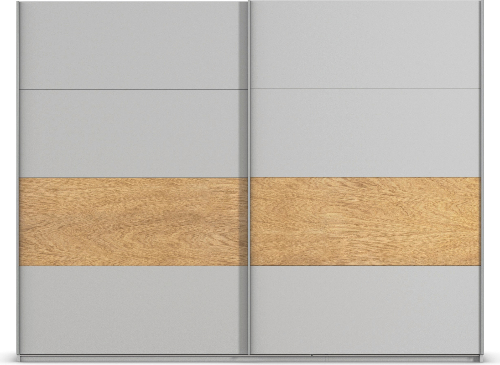 rauch Schwebetürenschrank »Kleiderschrank Schrank Garderobe Schlafzimmerschrank MALVA«, Bauchbinde abgesetzt in gebürstetem Eiche Furnier MADE IN GERMANY